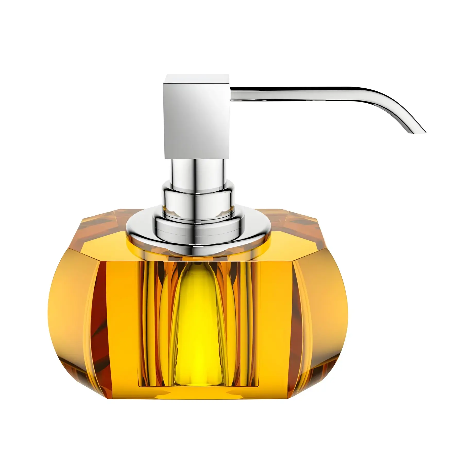 Дозатор для рідкого мила Kristall, скло янтарне/хром Decor Walther 0924281 Amber / chrome — вид на білому тлі