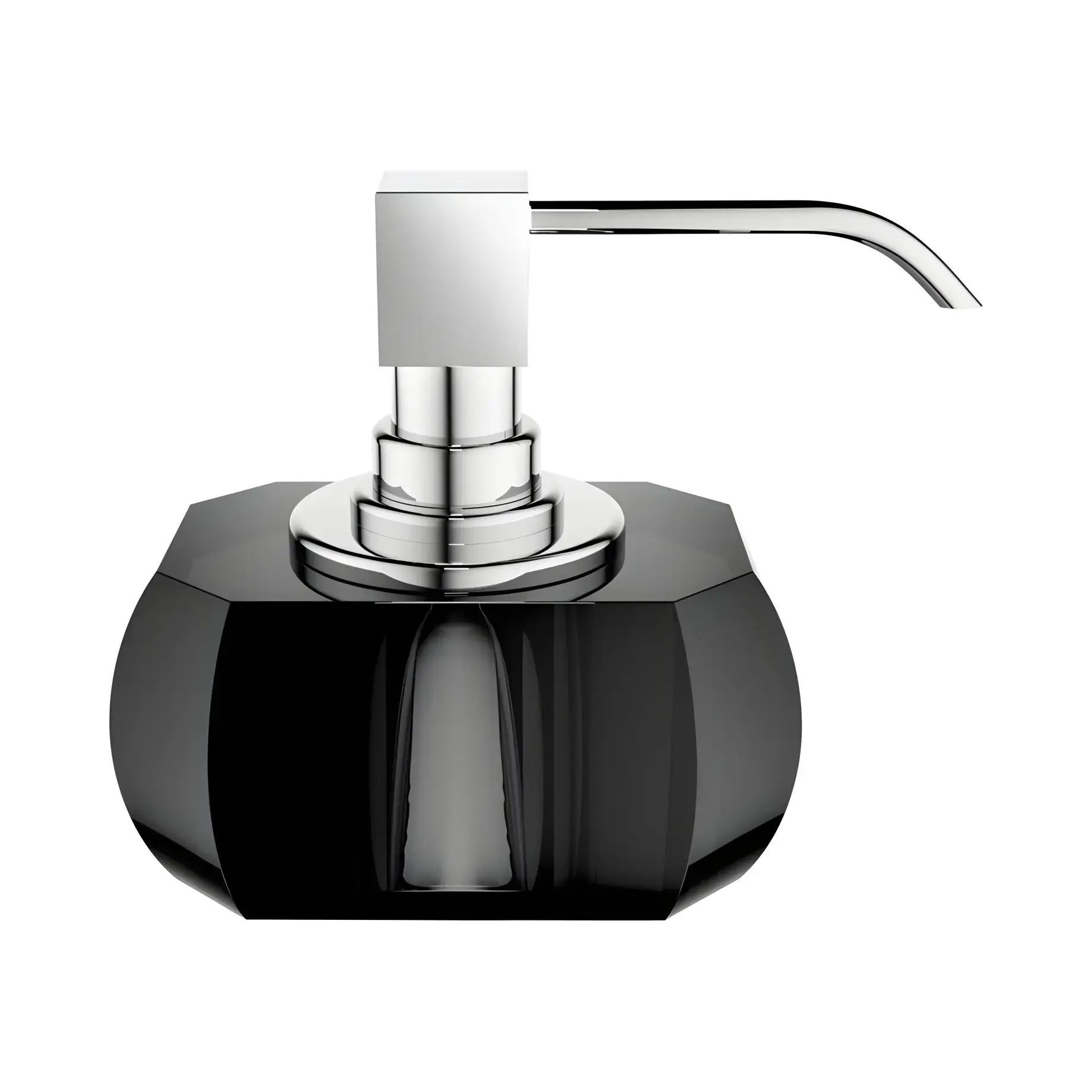 Дозатор для рідкого мила Kristall, антрацит (скло чорне)/хром Decor Walther 0924294 Anthracite / Chrome — вид на білому тлі