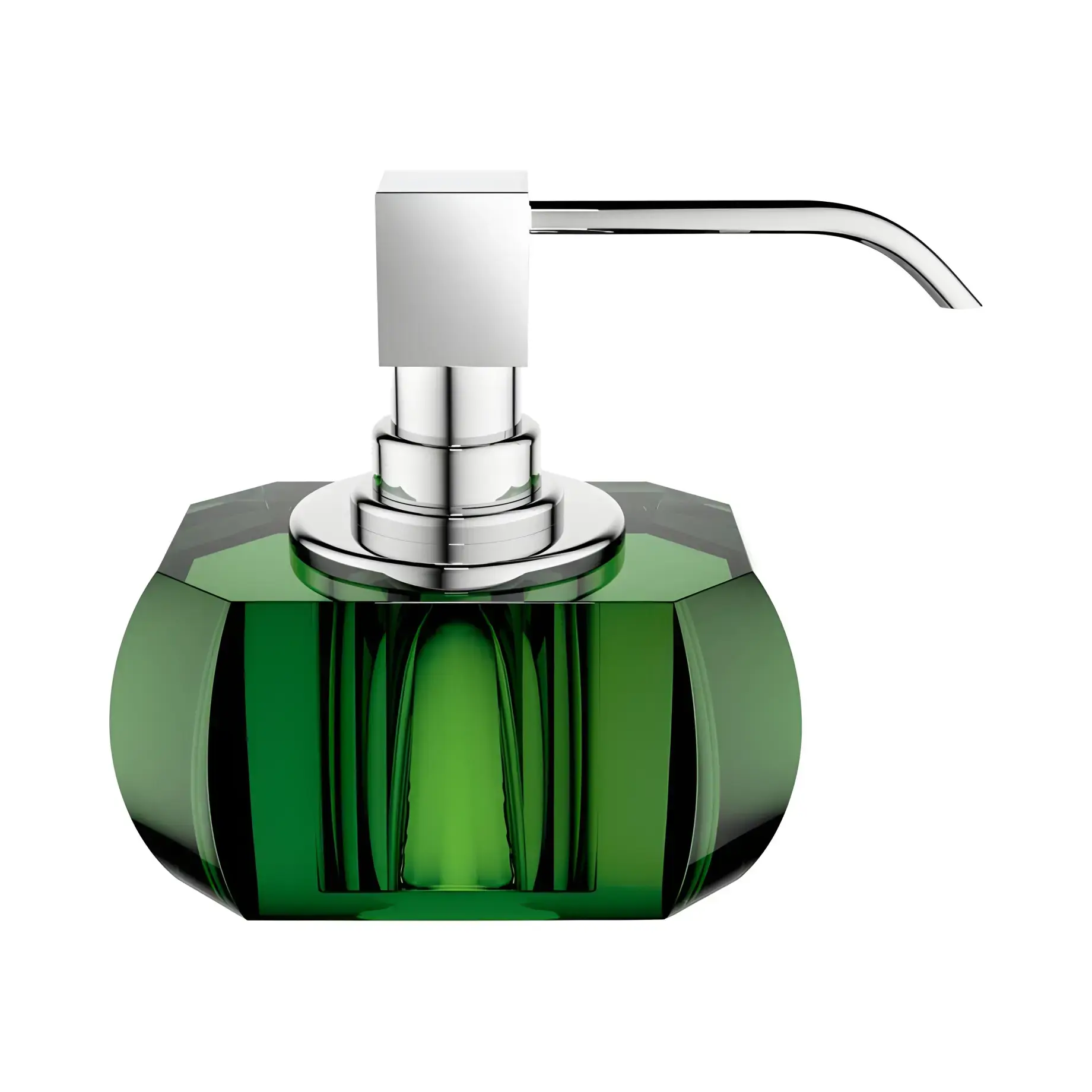 Дозатор для рідкого мила Kristall, скло зелене/хром Decor Walther 0924296 English green / chrome — вид на білому тлі