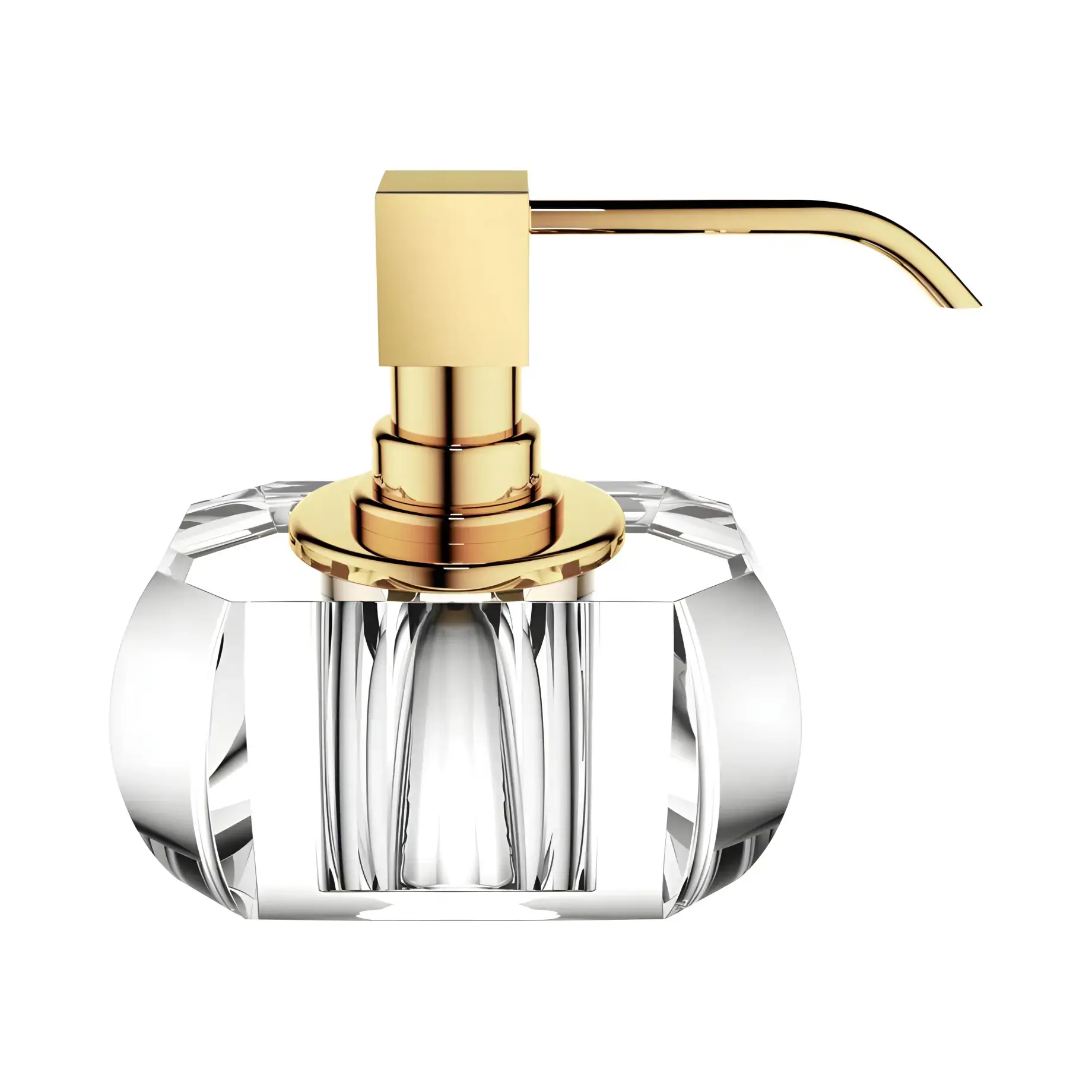 Дозатор для рідкого мила Kristall, скло прозоре/золото Decor Walther 0924456 Crystal clear / gold — вид на білому тлі