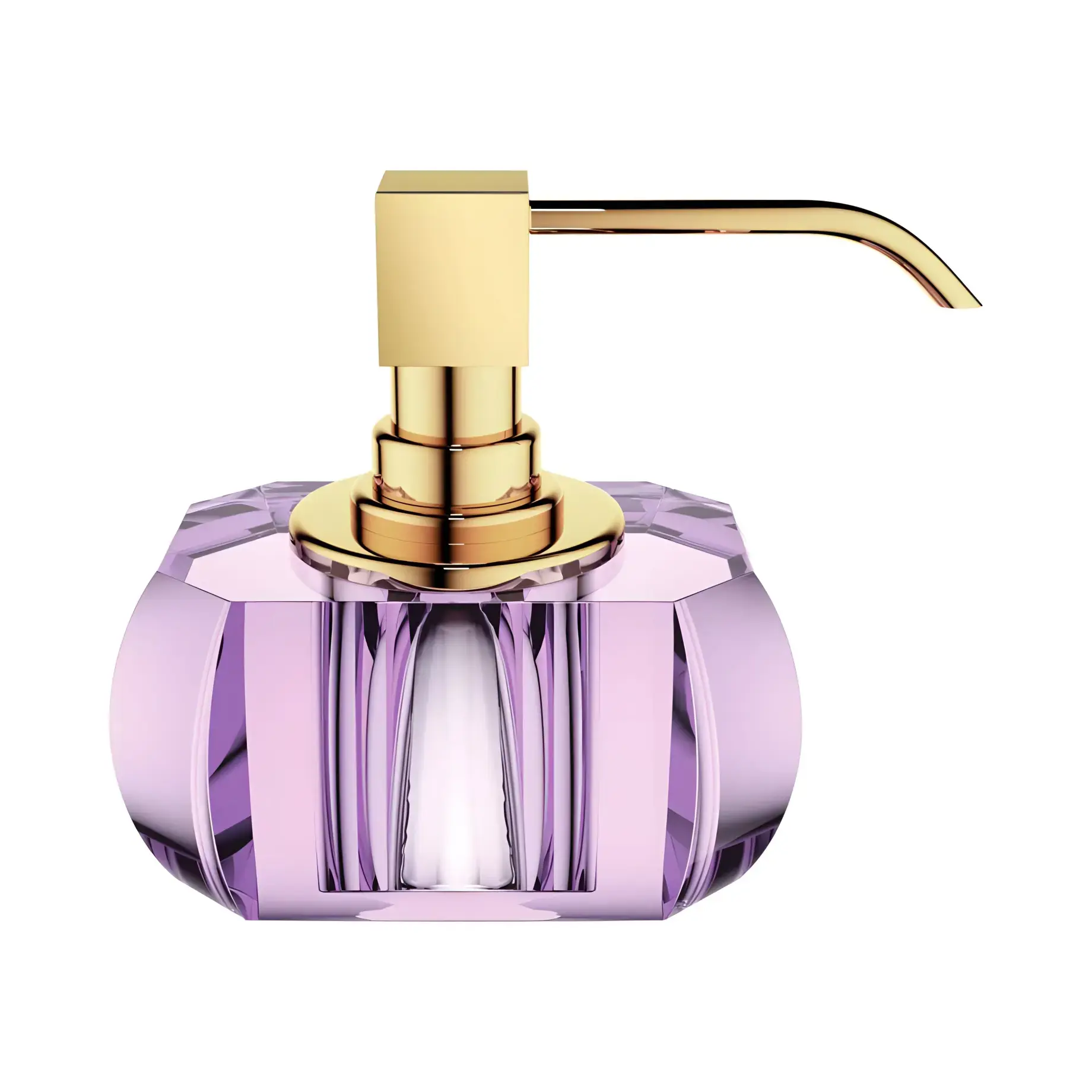Дозатор для рідкого мила Kristall, скло фіолетовий/золото Decor Walther 0924480 Violet / gold — вид на білому тлі