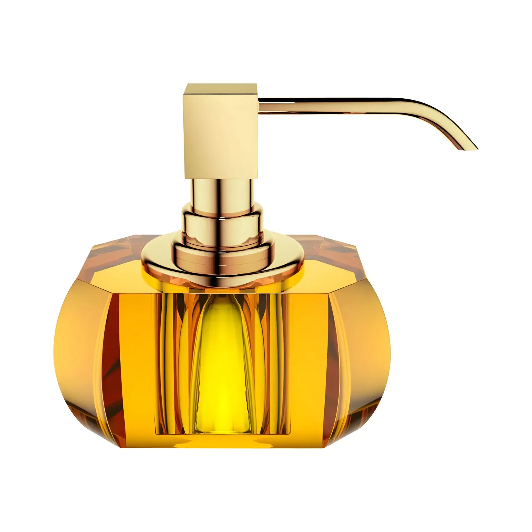 Дозатор для рідкого мила Kristall KR SSP, янтар / золото Decor Walther 0924481 Amber / gold — вид на білому тлі