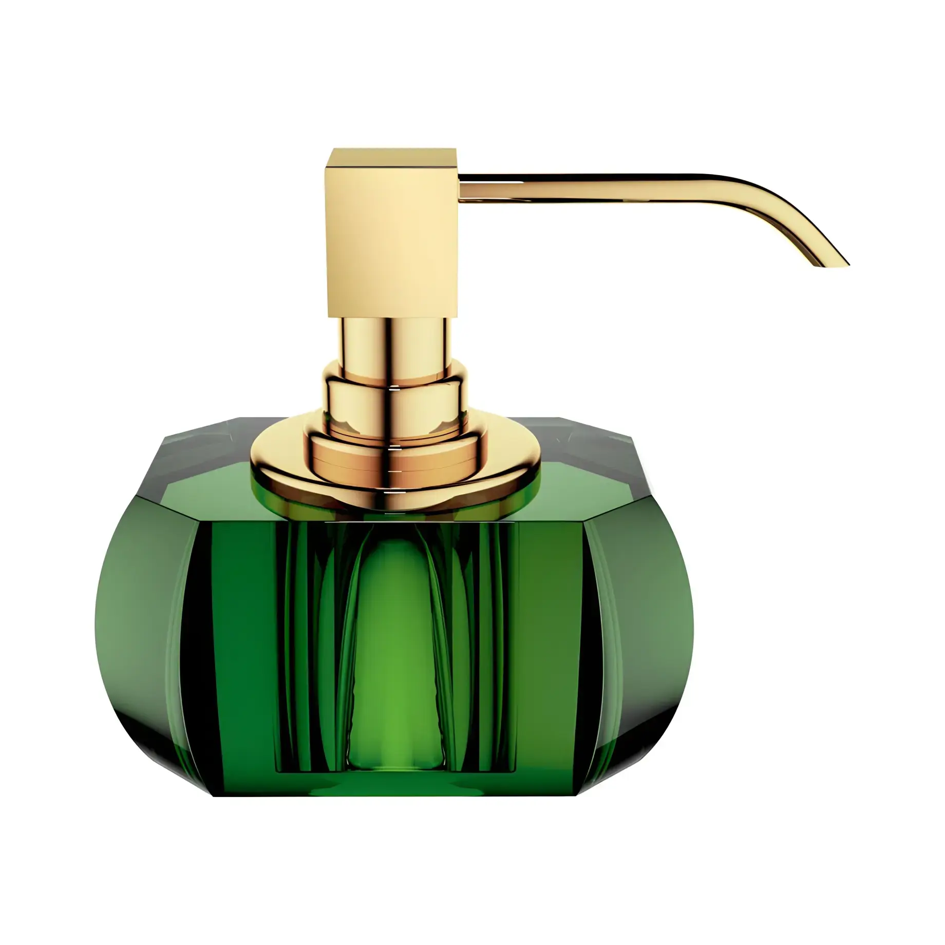 Дозатор для рідкого мила Kristall KR SSP, англійський зелений/золото Decor Walther 0924496 English green / gold — вид на білому тлі
