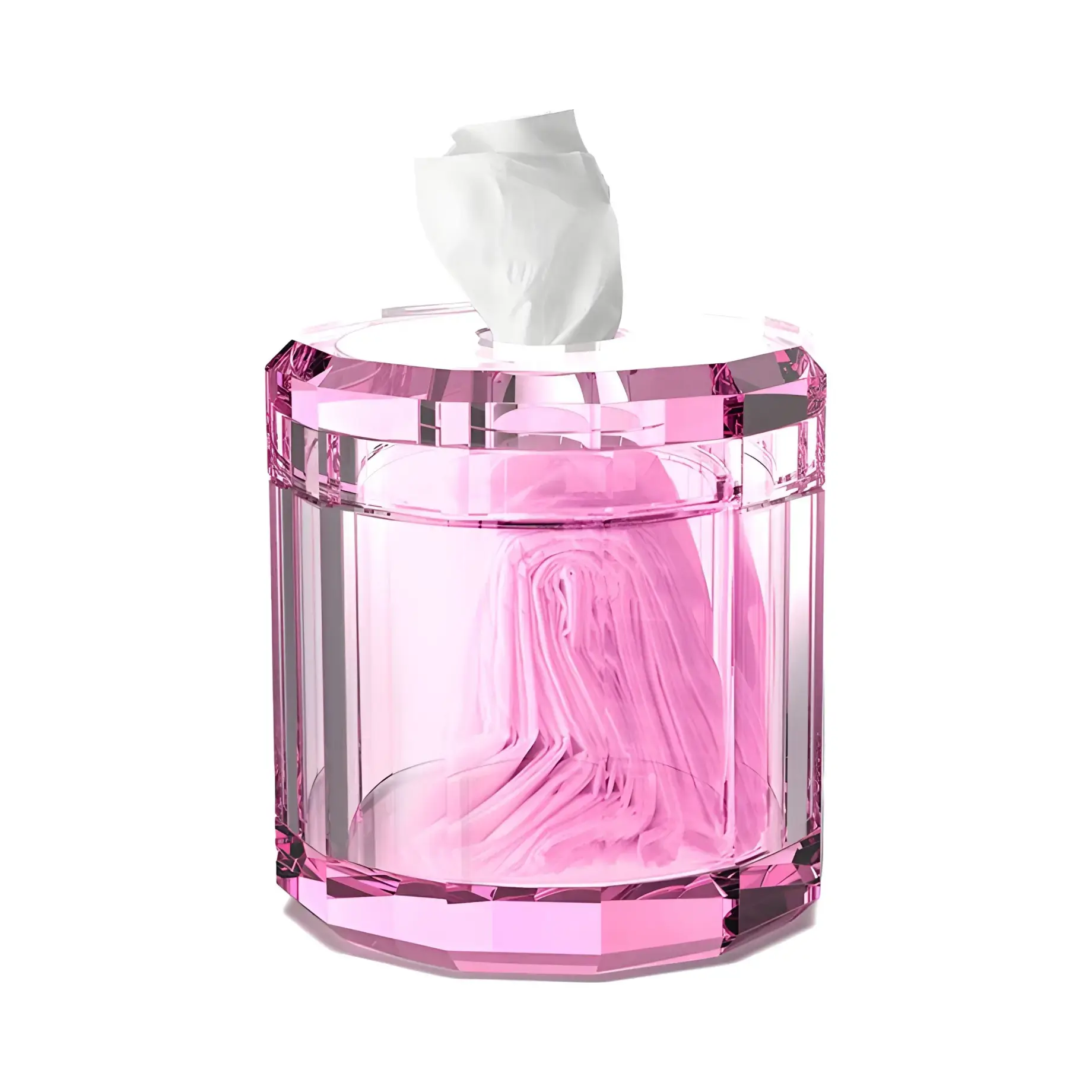 Контейнер для серветок Kristall, рожеве скло Decor Walther 0931561 Pink — вид на білому тлі