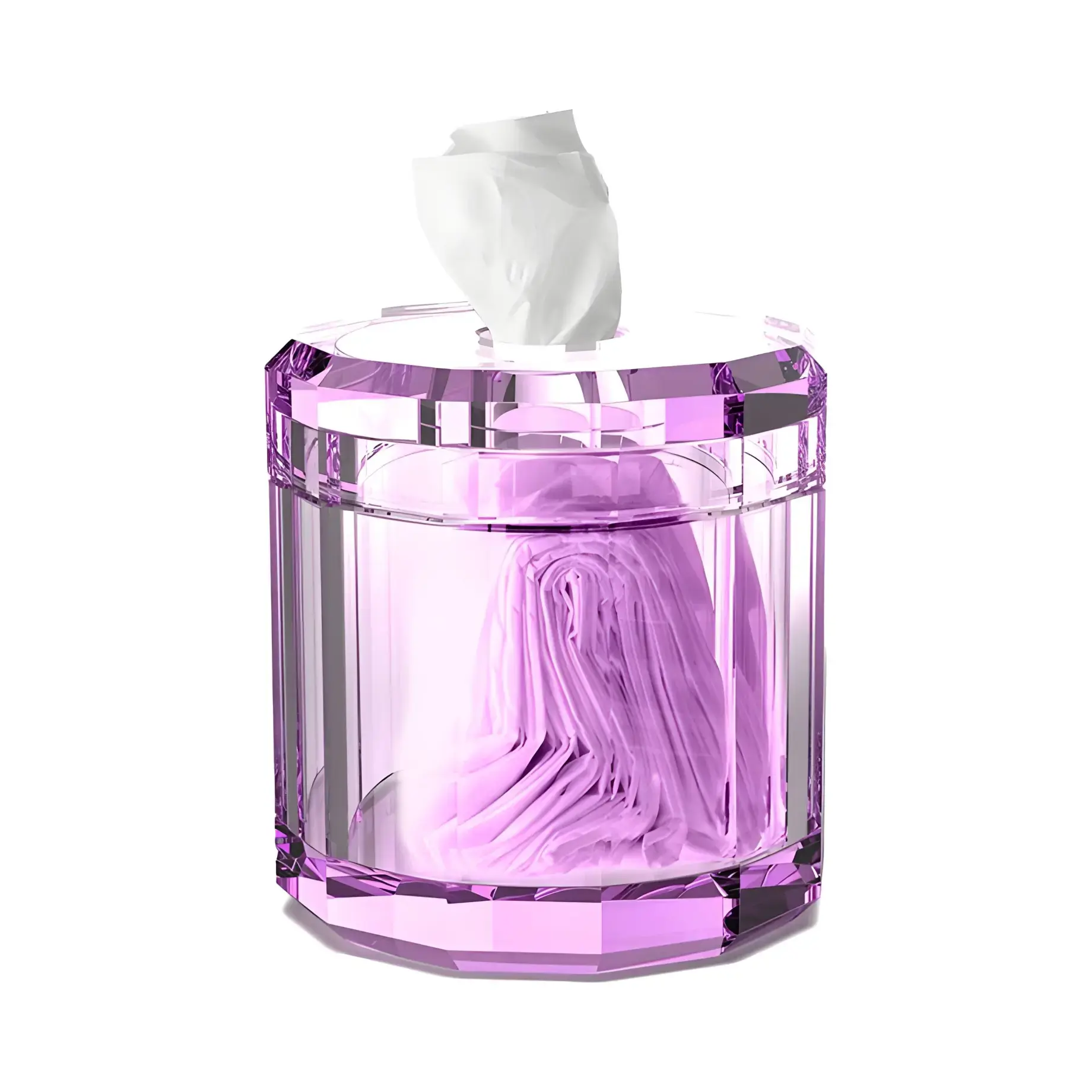 Контейнер для серветок Kristall, скло фіолетове Decor Walther 0931580 Violet — вид на білому тлі