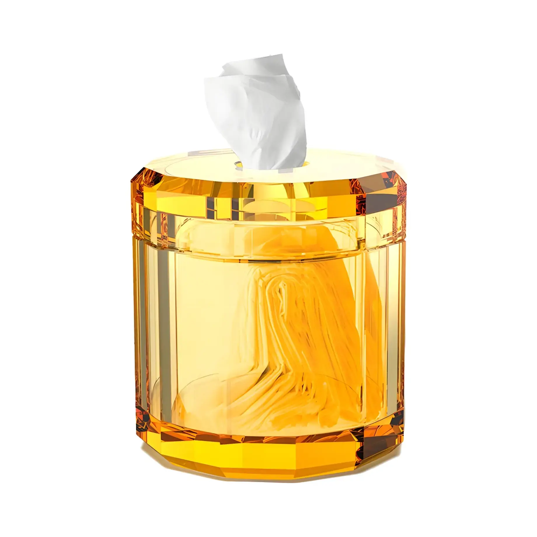 Контейнер для серветок Kristall, скло янтарне Decor Walther 0931581 Amber — вид на білому тлі