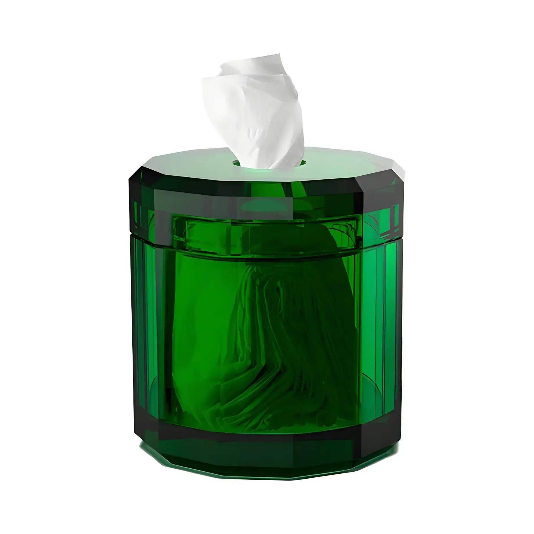Контейнер для серветок Kristall, скло зелене Decor Walther 0931596 English green — вид на білому тлі