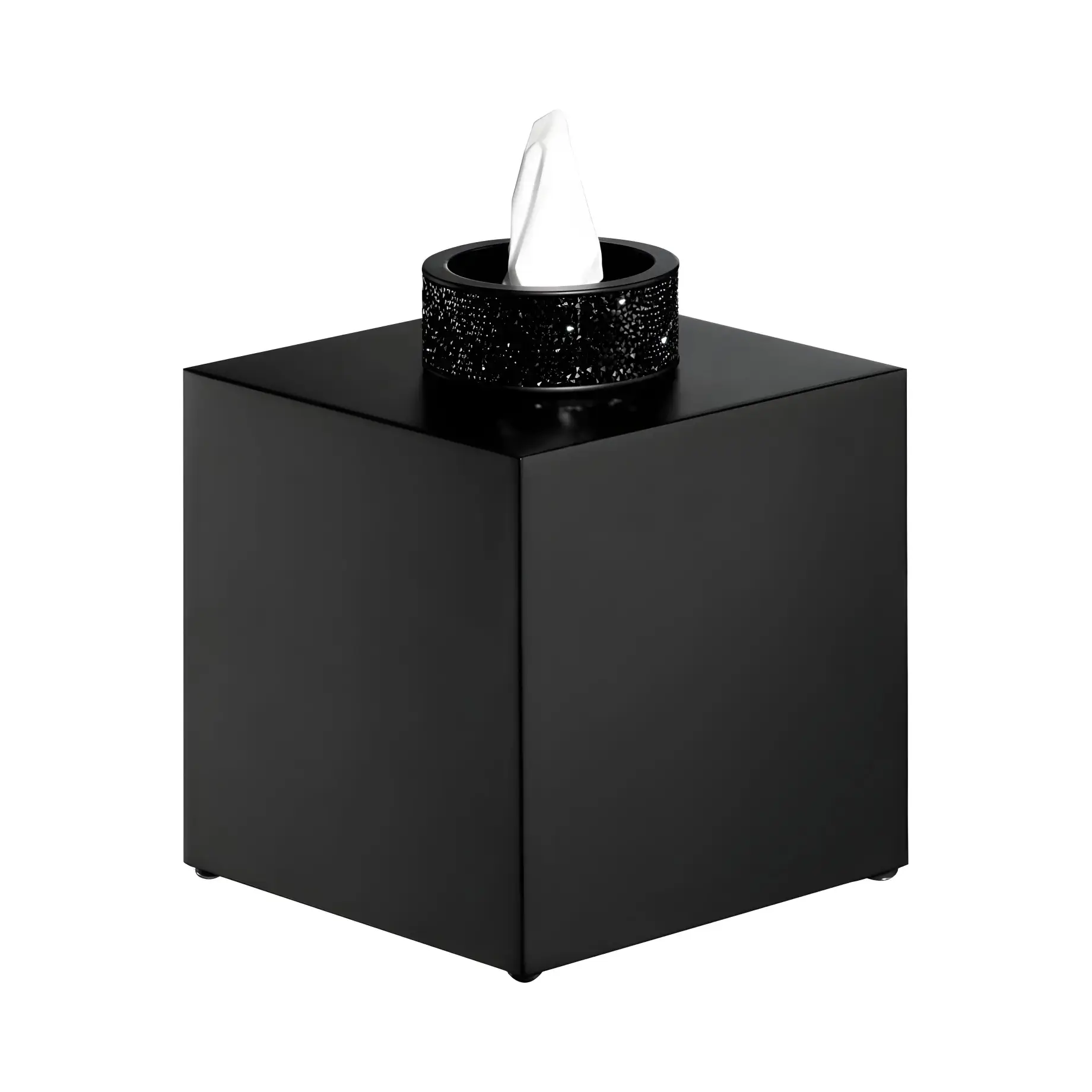 Контейнер для серветок ROCKS KB, чорний матовий Decor Walther 0934460 Black Matt — вид на білому тлі
