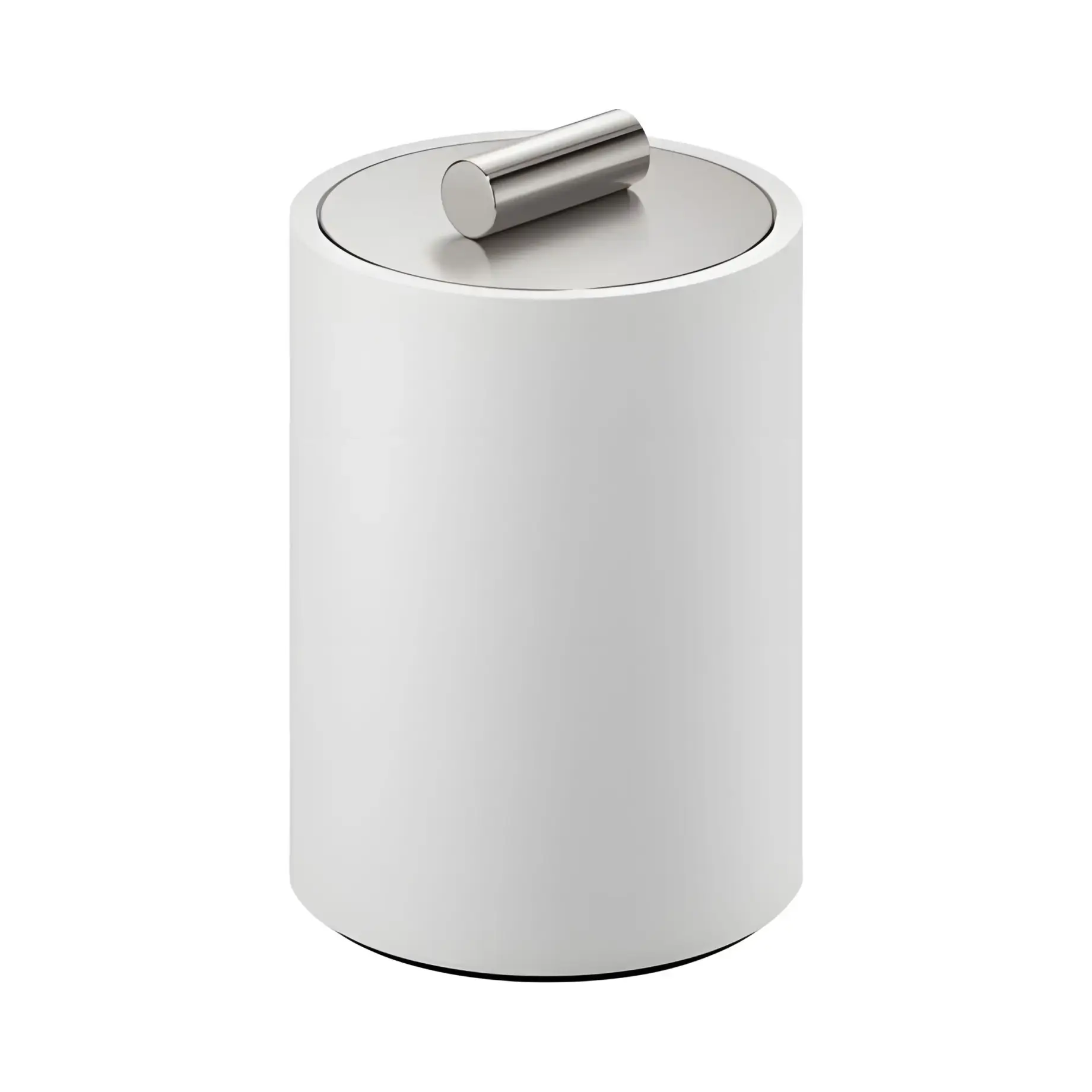 Контейнер із кришкою Stone DMD S, білий матовий/сталь матова Decor Walther 0971255 White / Matt Stainless Steel — вид на білому тлі