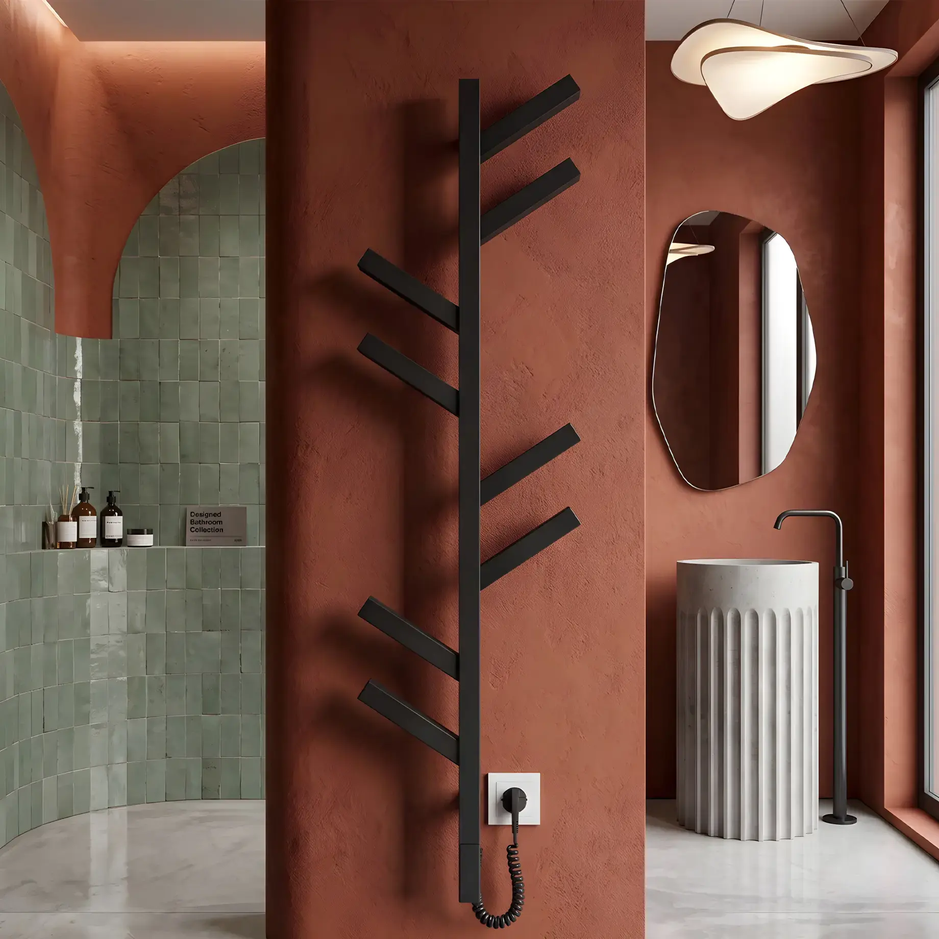 Сушка для рушників електрична Albero Devit DPR117025000B Matt Black — вид спереду