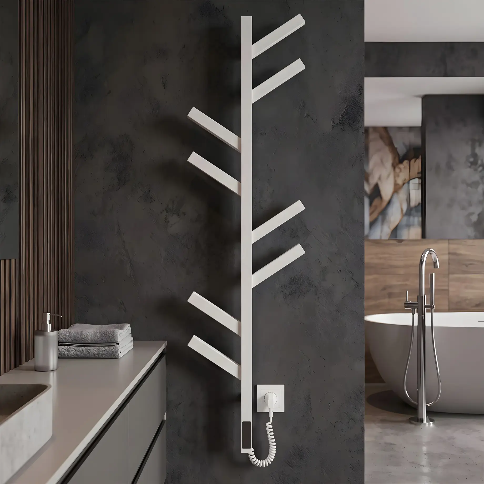 Сушка для рушників електрична Albero Виробник DPR117025000W White Matt 25 х 117 см — вид спереду