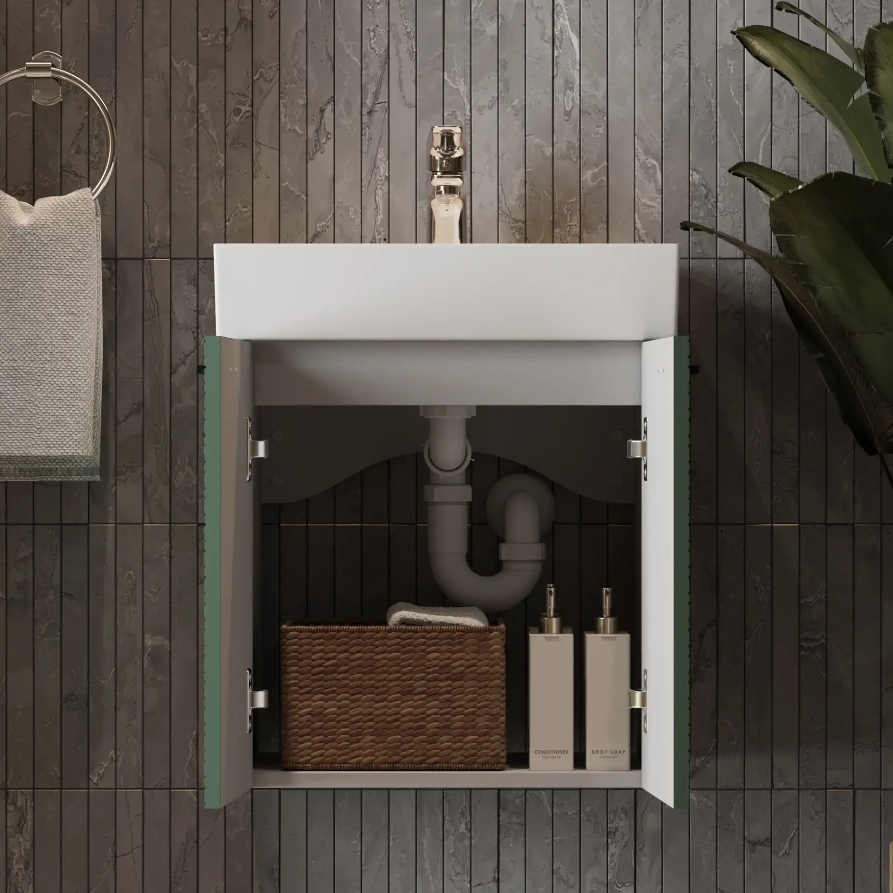 Тумба з умивальником Flow Виробник 484050E Green Matt 49 x 39 x 55 см — вид згори
