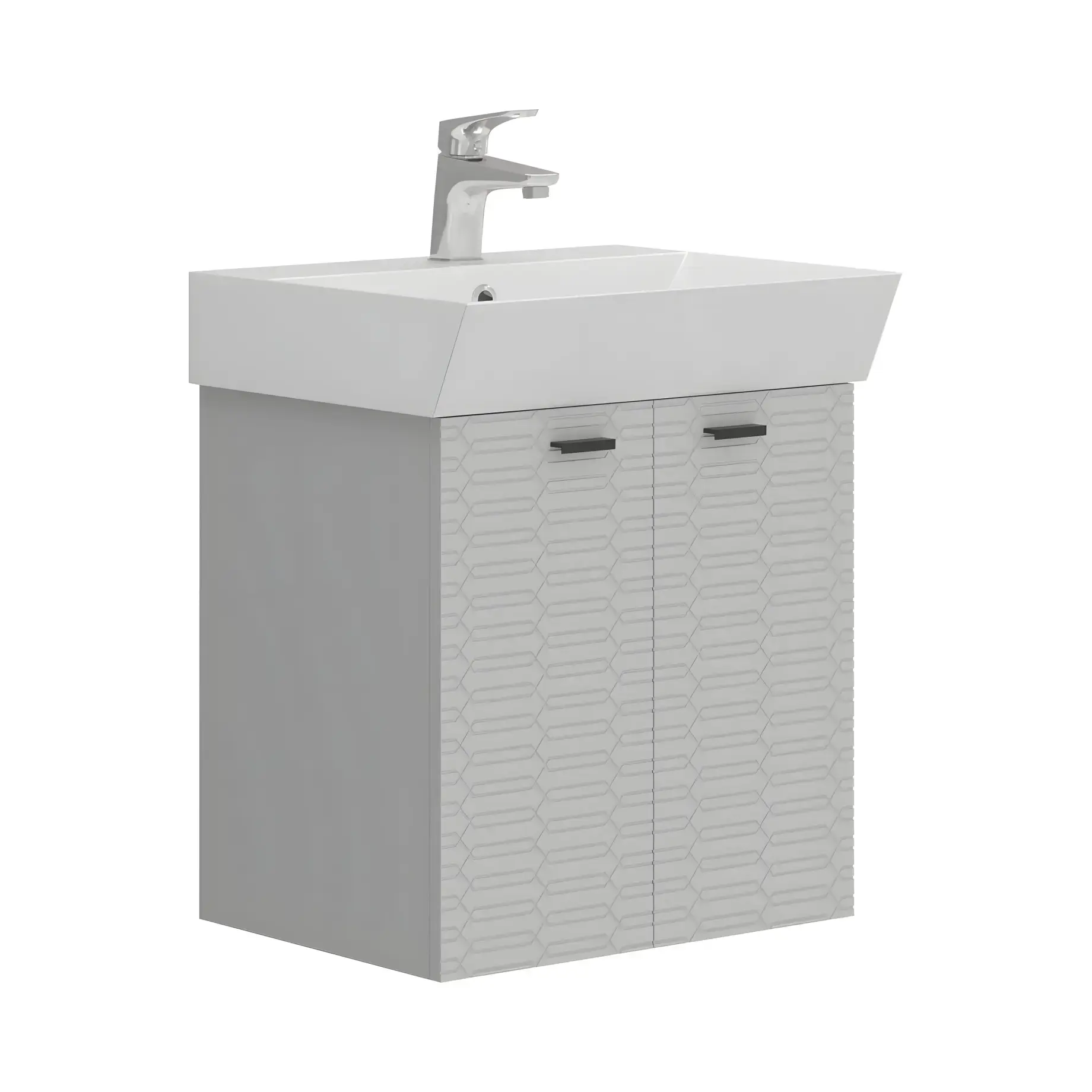 Тумба с умывальником Flow Devit 484050G Grey Matt 49 x 39 x 55 см — вид на белом фоне