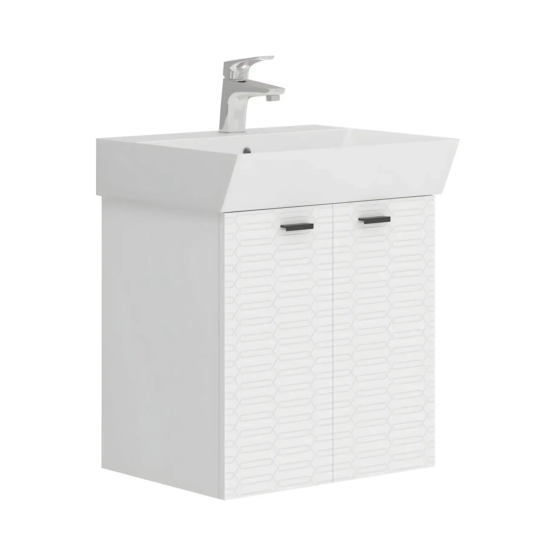 Тумба с умывальником Flow Devit 484050W White Matt 49 x 39 x 55 см — вид на белом фоне
