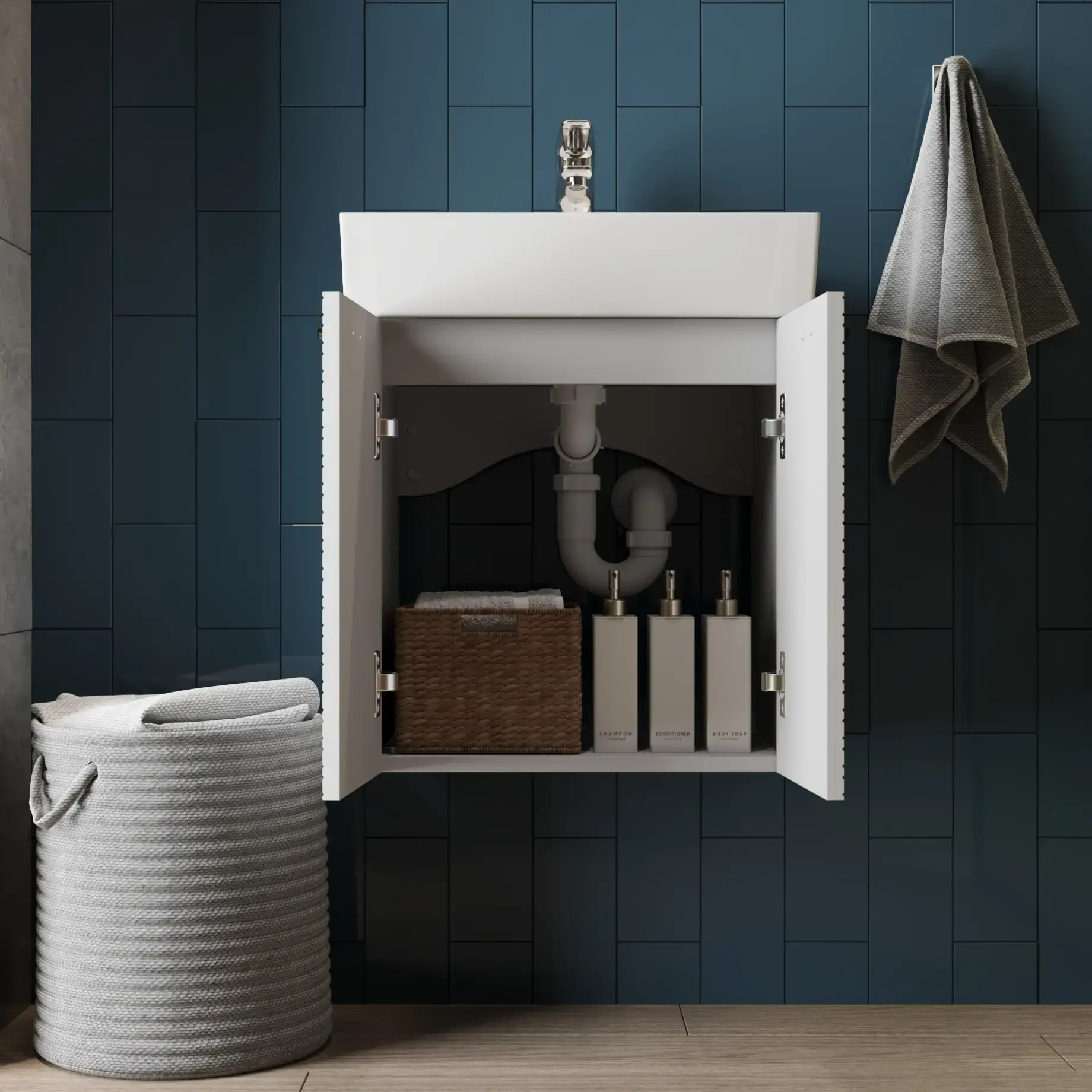 Тумба з умивальником Flow Виробник 484050W White Matt 49 x 39 x 55 см — вид ззаду