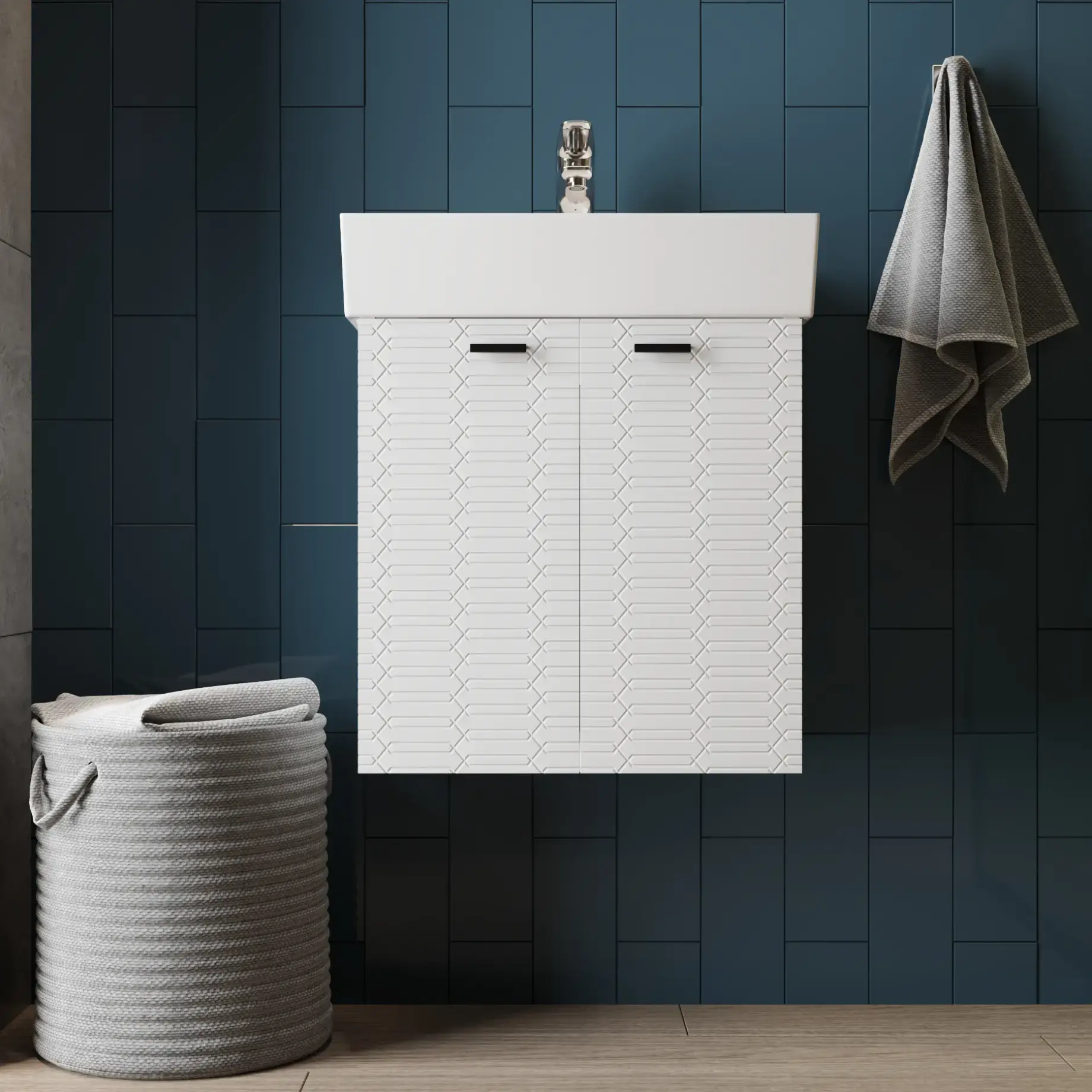 Тумба з умивальником Flow Виробник 484050W White Matt 49 x 39 x 55 см — бічний ракурс