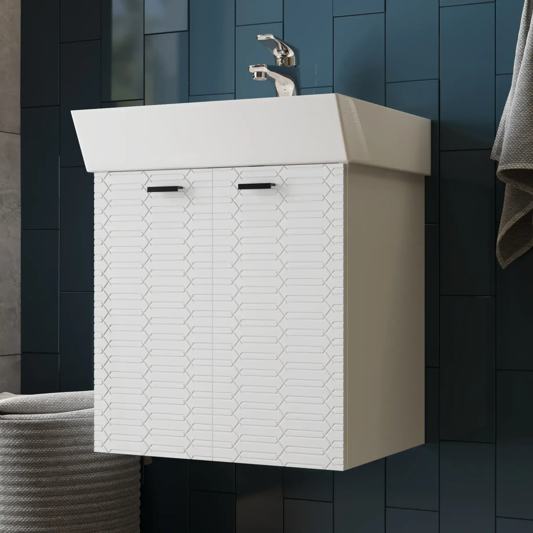 Тумба з умивальником Flow Виробник 484050W White Matt 49 x 39 x 55 см — вид спереду