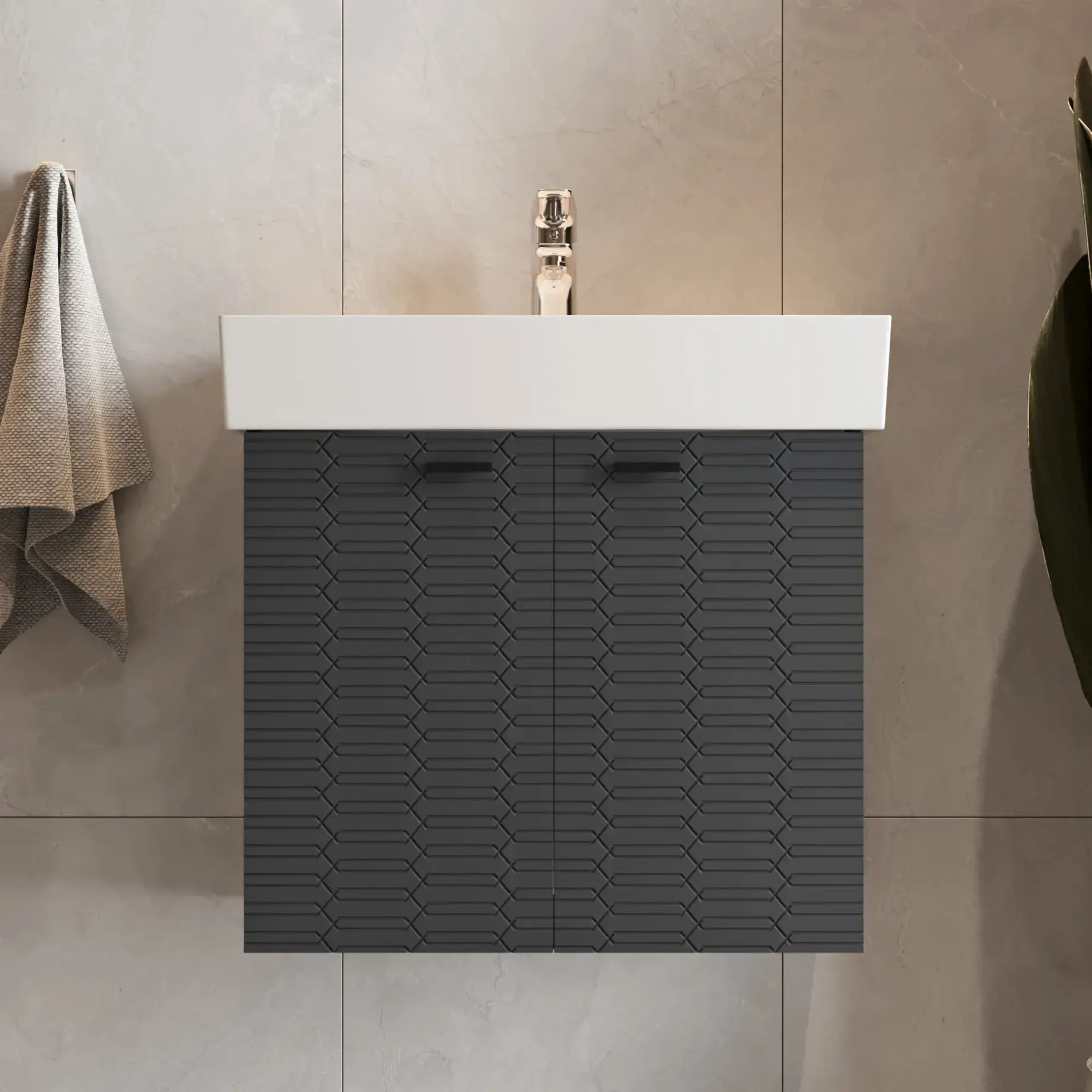 Тумба з умивальником Flow Виробник 484060A Anthracite Matt 59 х 39 х 55 см — вид спереду