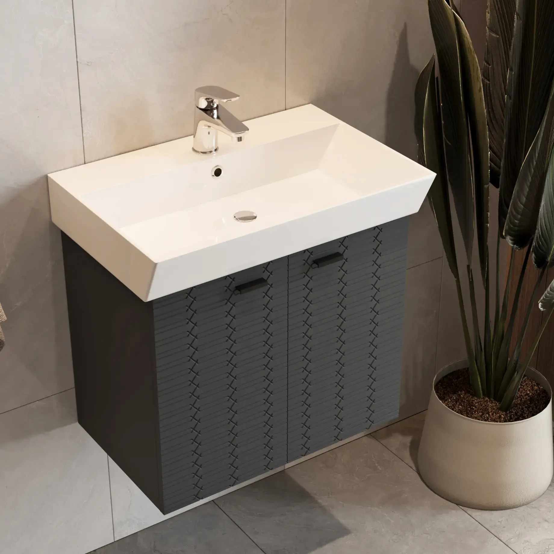 Тумба з умивальником Flow Виробник 484060A Anthracite Matt 59 х 39 х 55 см — вид згори