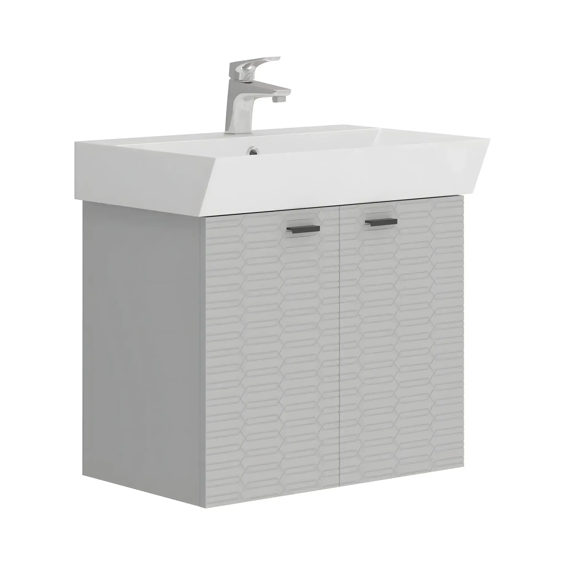 Тумба с умывальником Flow Devit 484060G Grey Matt 59 х 39 х 55 см — вид на белом фоне