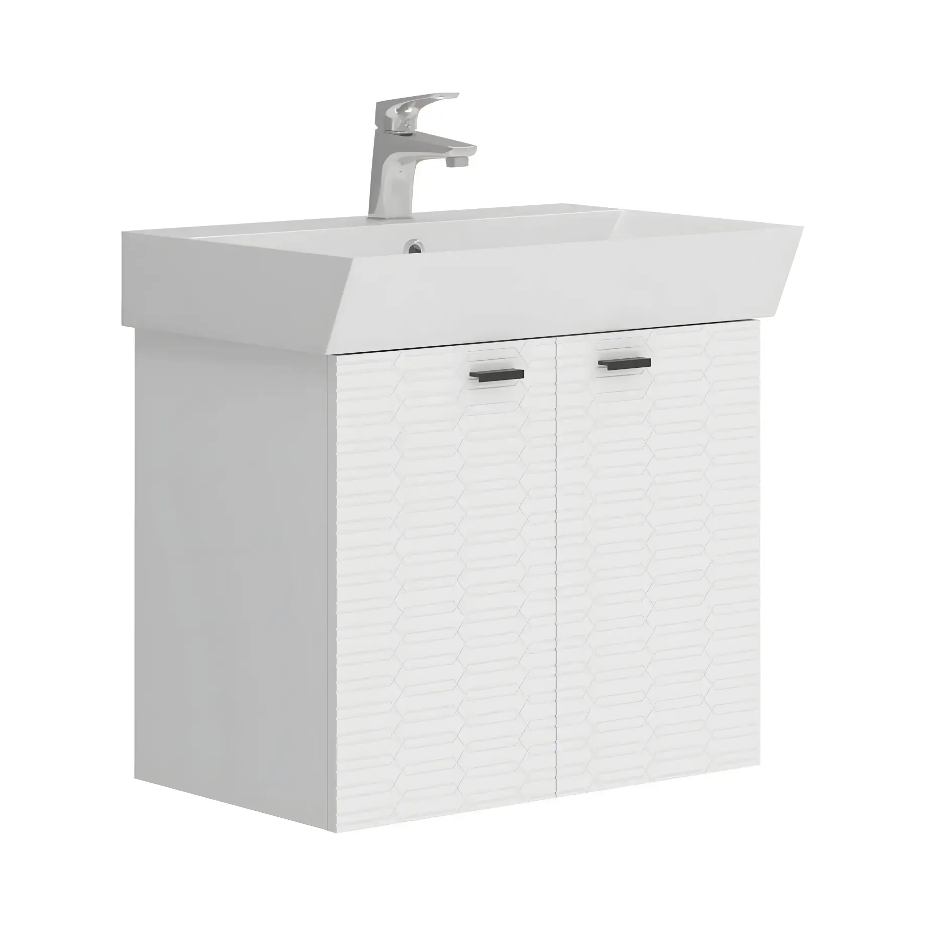 Тумба с умывальником Flow Devit 484060W White Matt 59 х 39 х 55 см — вид на белом фоне