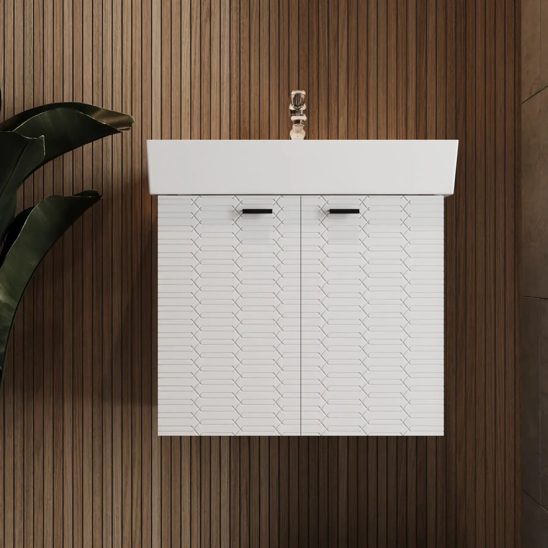 Тумба з умивальником Flow Виробник 484060W White Matt 59 х 39 х 55 см — вид спереду