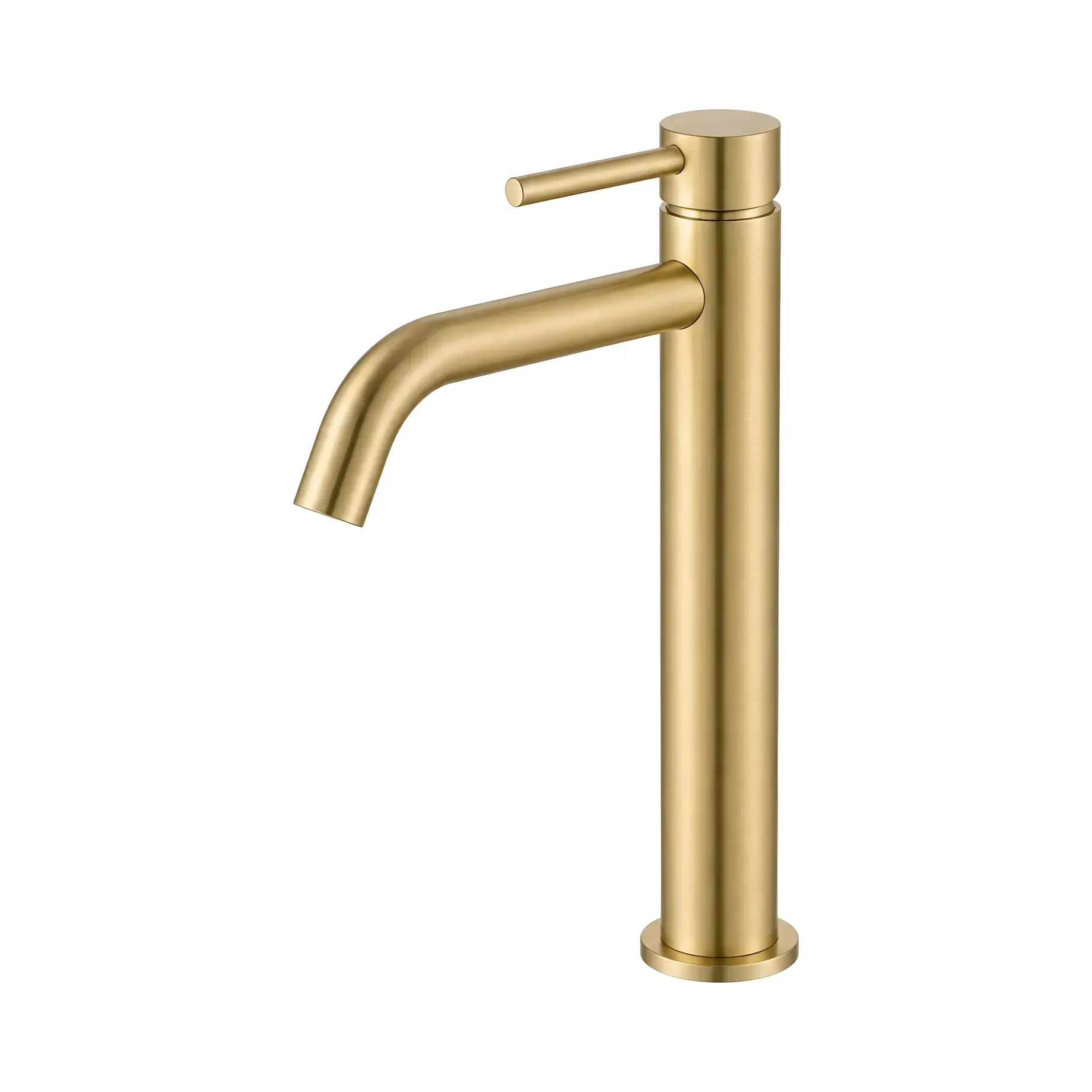 Смеситель для раковины высокий Flow Devit 550536BG Brushed Gold — вид на белом фоне