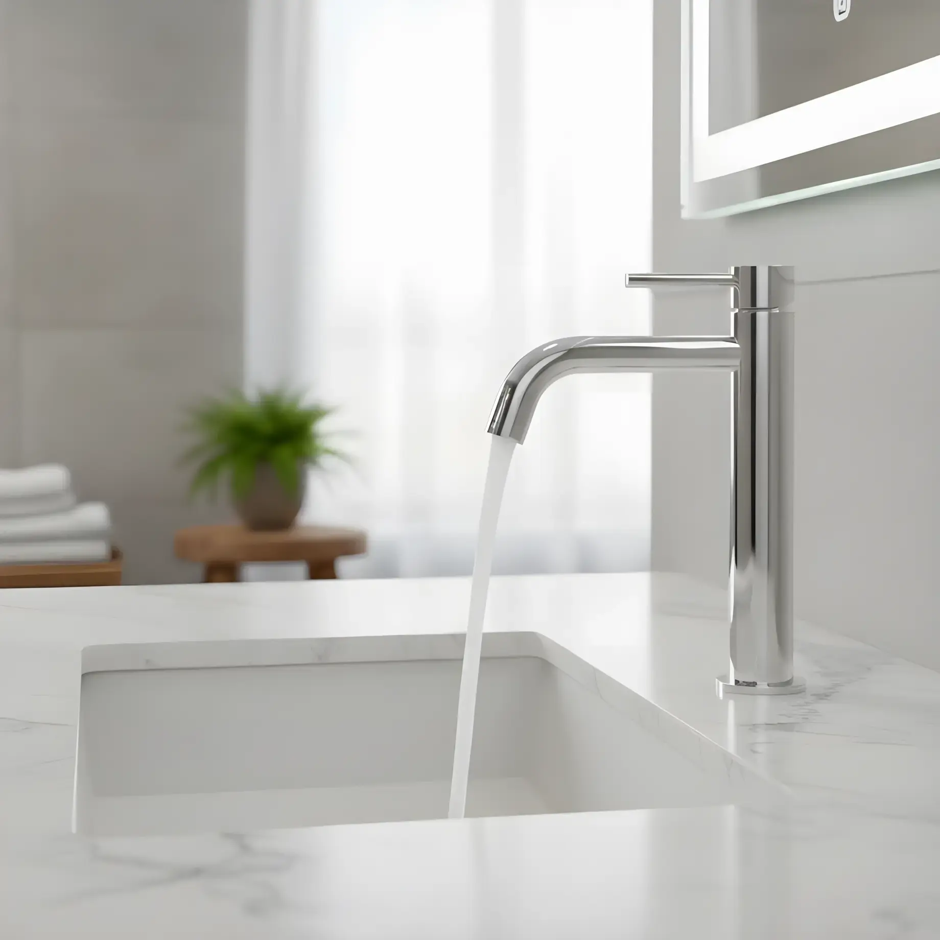 Змішувач для раковини високий Flow Виробник 550536C Chrome — бічний ракурс