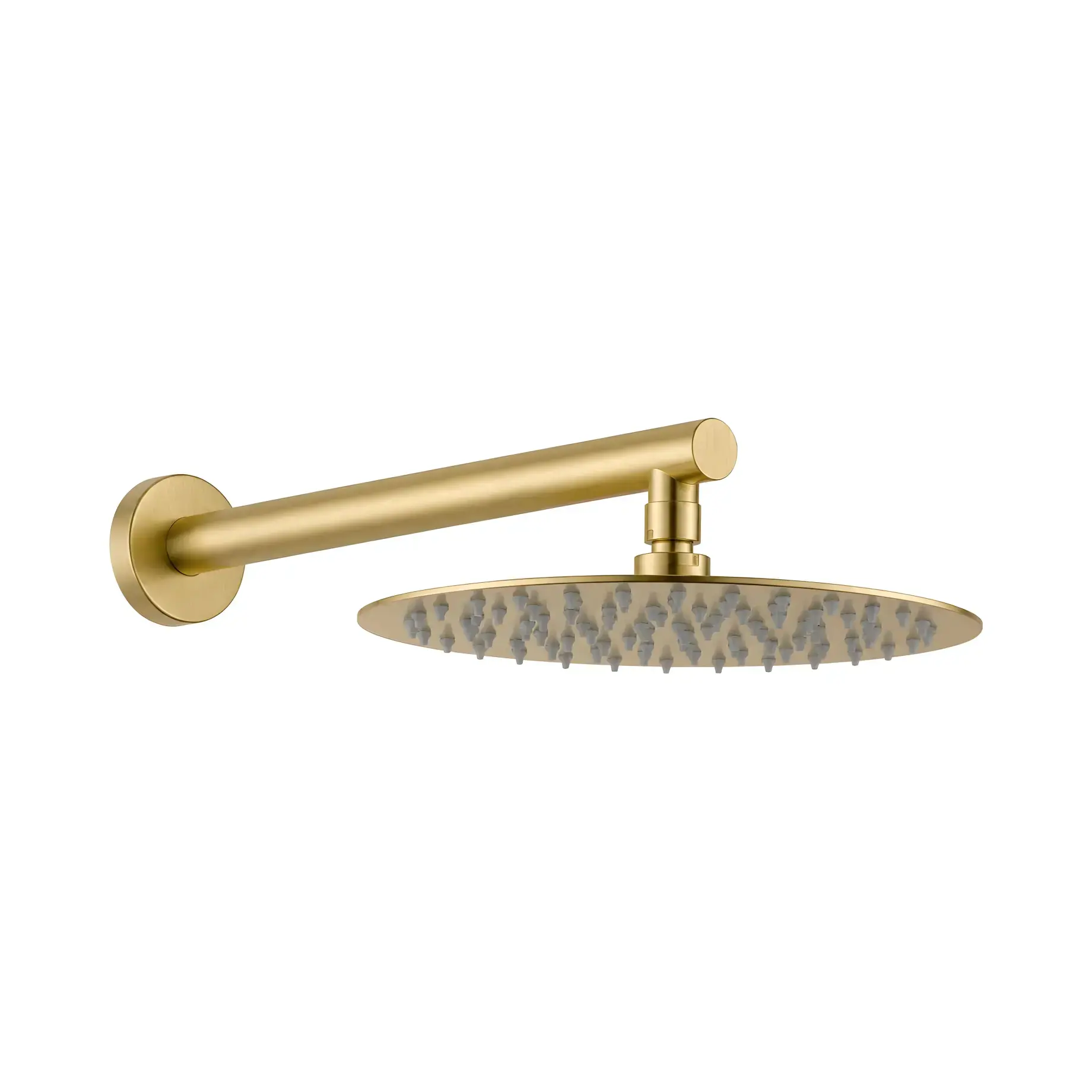 Верхний душ с кронштейном Flow Devit D113000000110BG Brushed Gold Ø25 см — вид на белом фоне