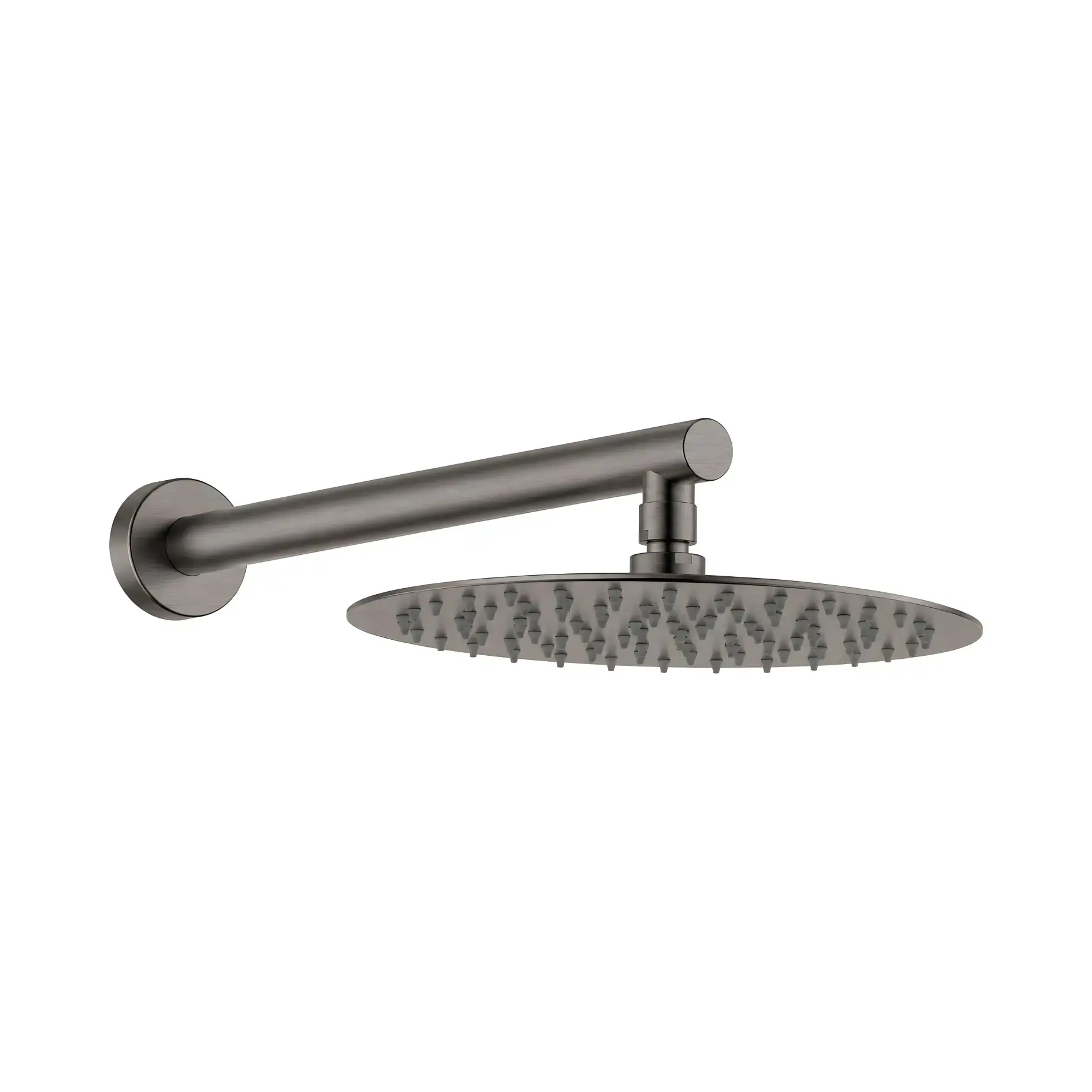 Верхний душ с кронштейном Flow Devit D113000000110GM Gun Metal Ø25 см — вид на белом фоне