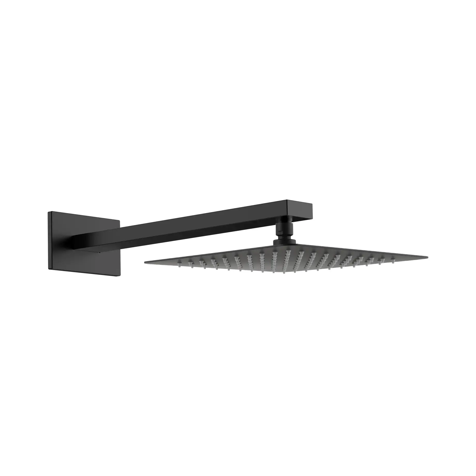 Верхній душ з кронштейном Flow Devit D113000000120BM Matt Black 25 х 25 см — вид на білому тлі