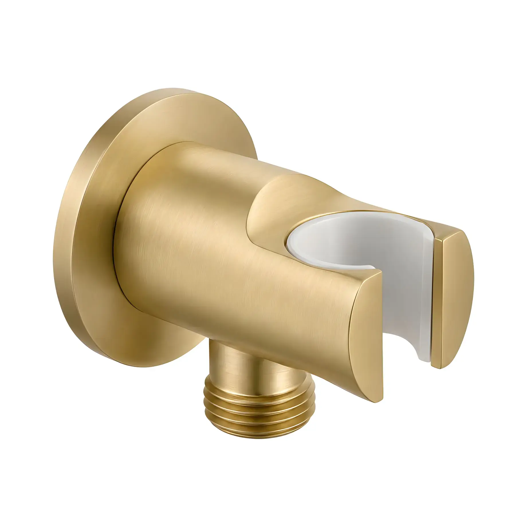 Шланговое подключение с держателем Flow Devit D113100000010BG Brushed Gold — вид на белом фоне