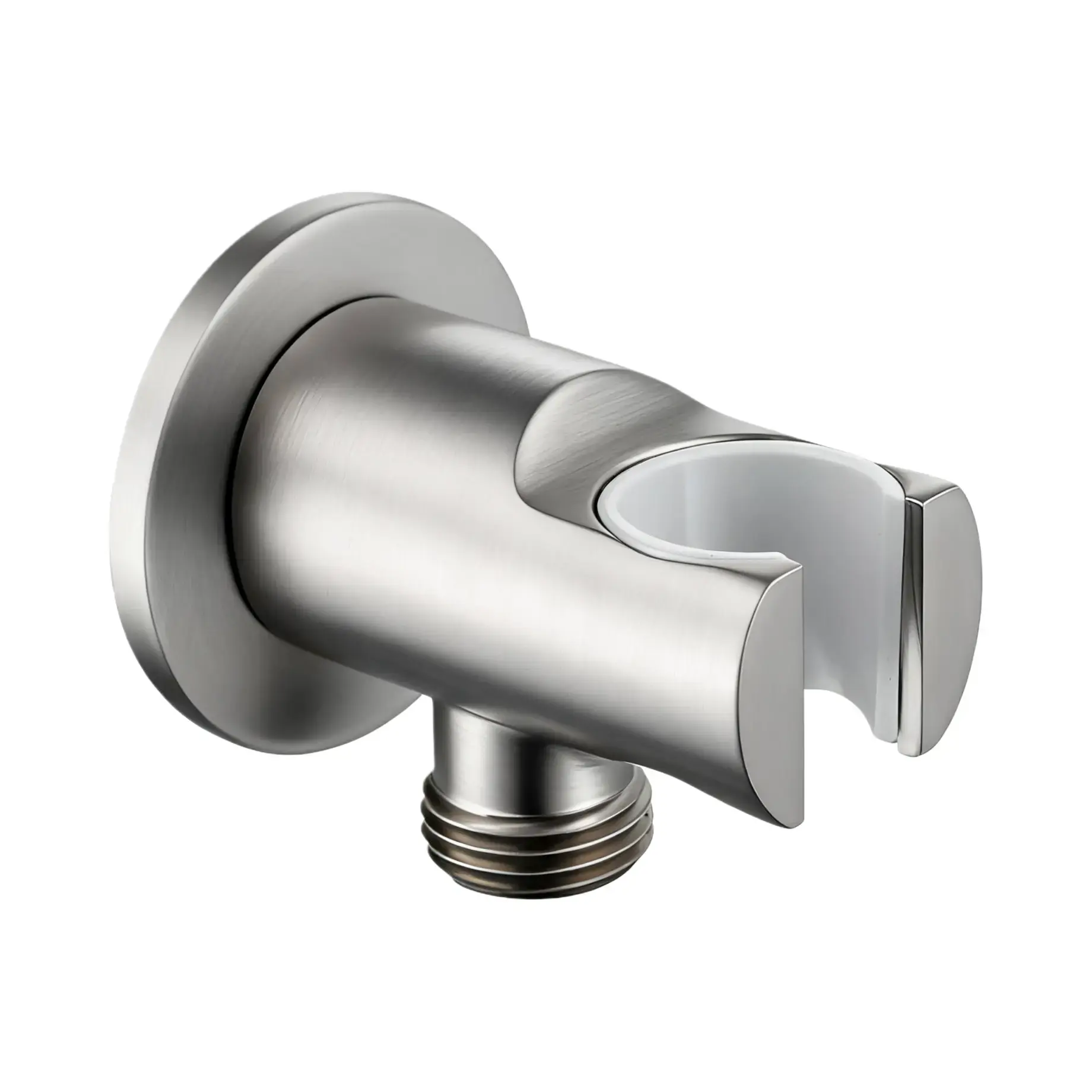 Шлангове підключення з тримачем Flow Devit D113100000010BN Brushed Nickel — вид на білому тлі