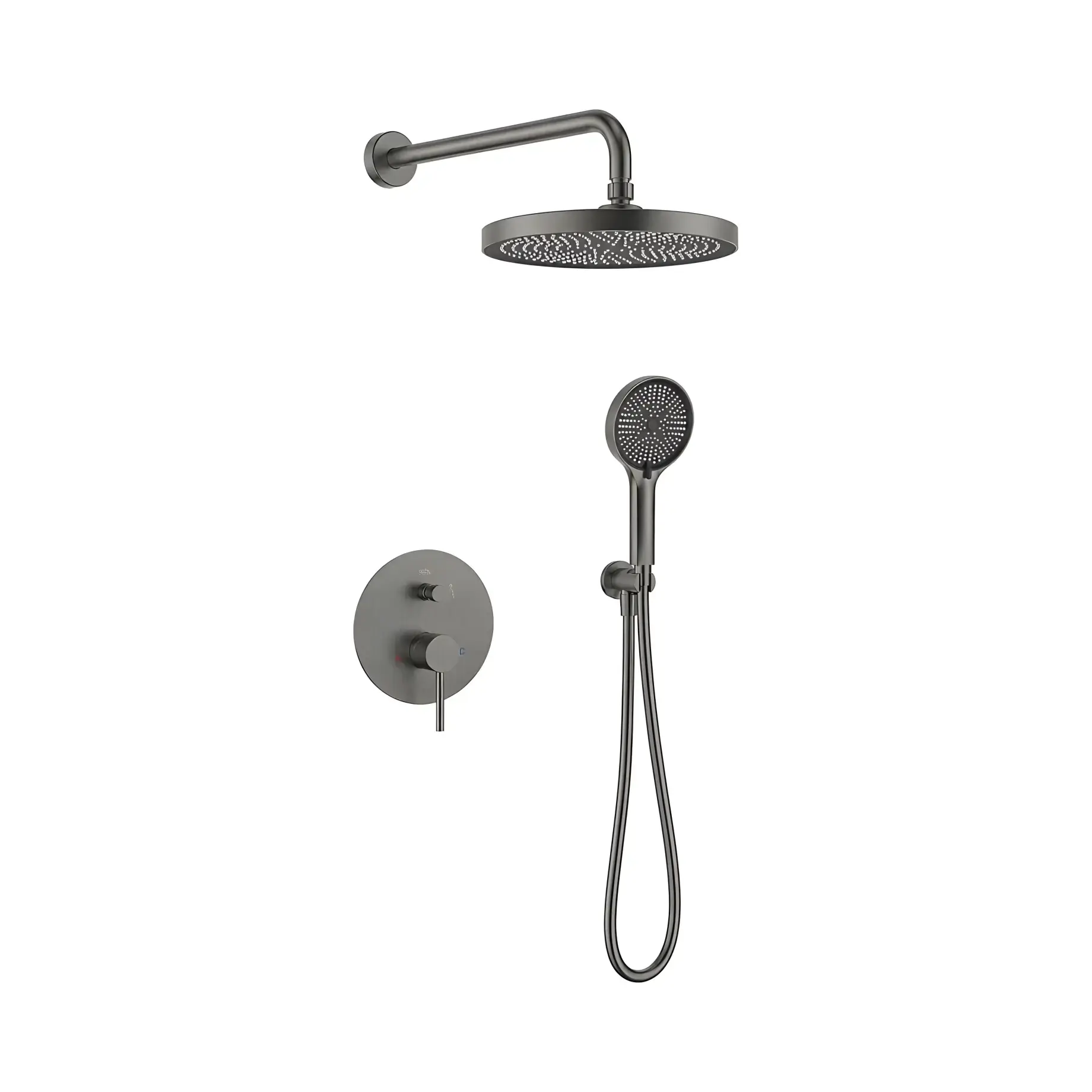 Комплект душової системи Flow Devit D117125001111GM Gun Metal Ø25 см — вид на білому тлі