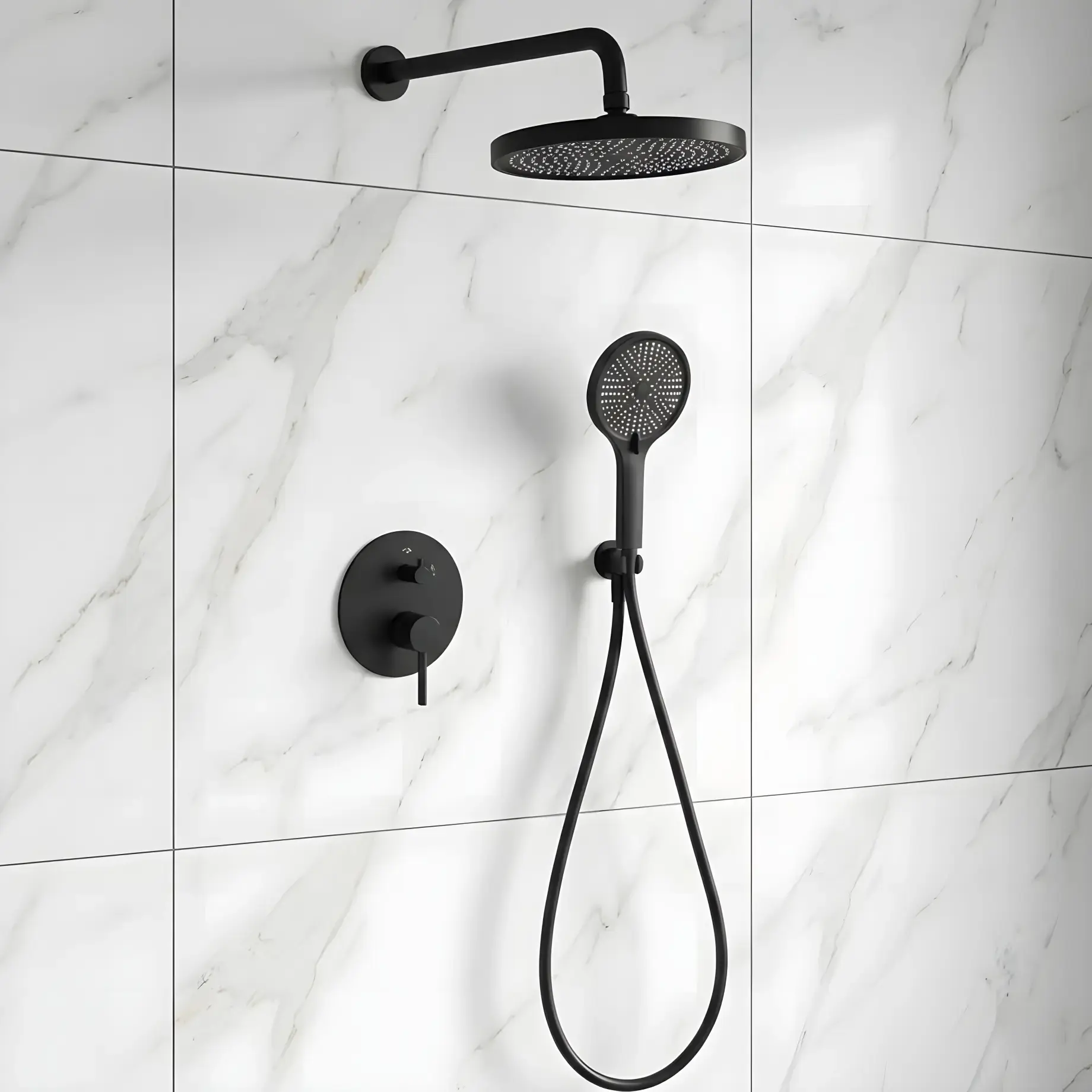 Комплект душової системи Flow Виробник D117125001111MB Matt Black Ø25 см — вид спереду