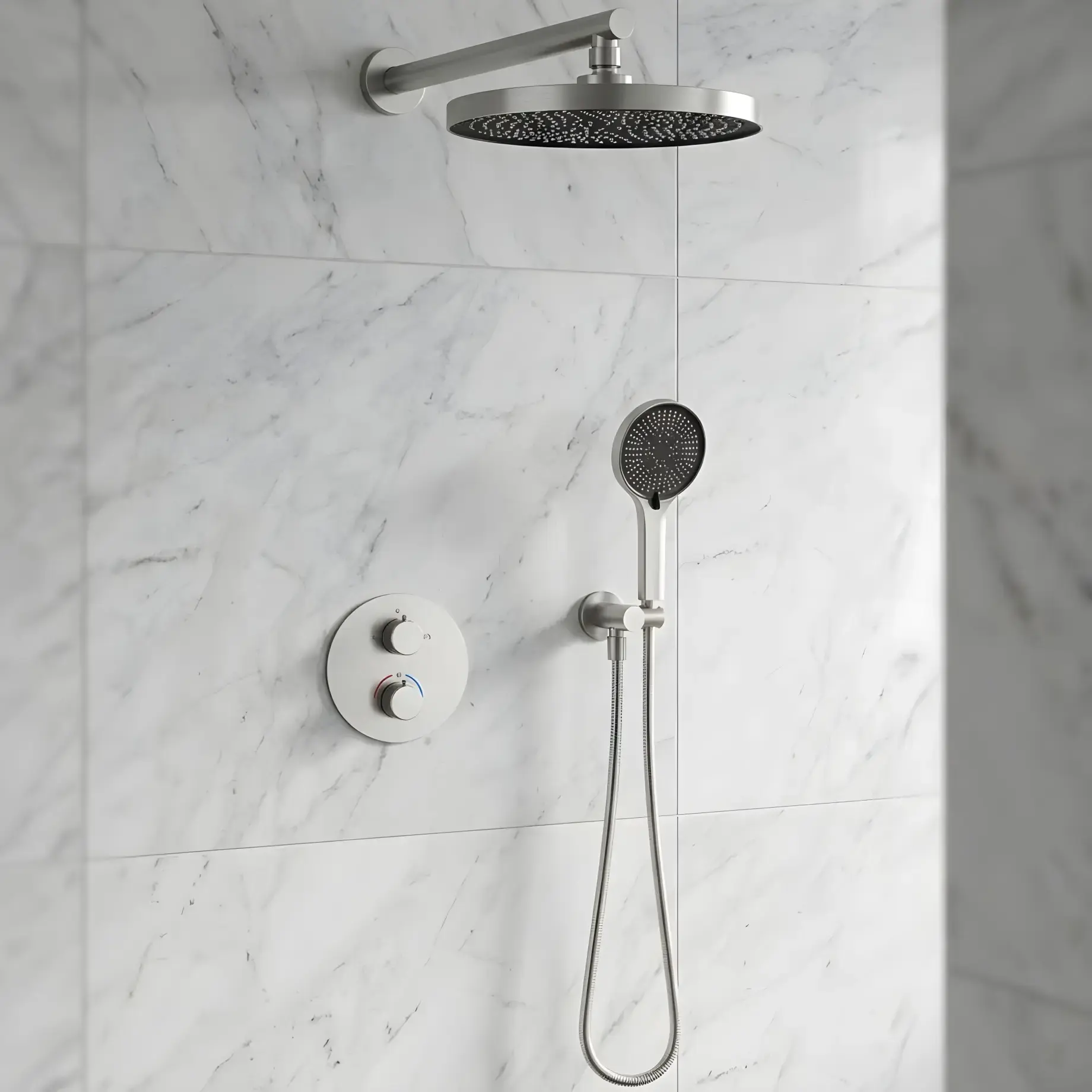 Комплект душової системи Flow Devit D117125011111BN Brushed Nickel — вид спереду