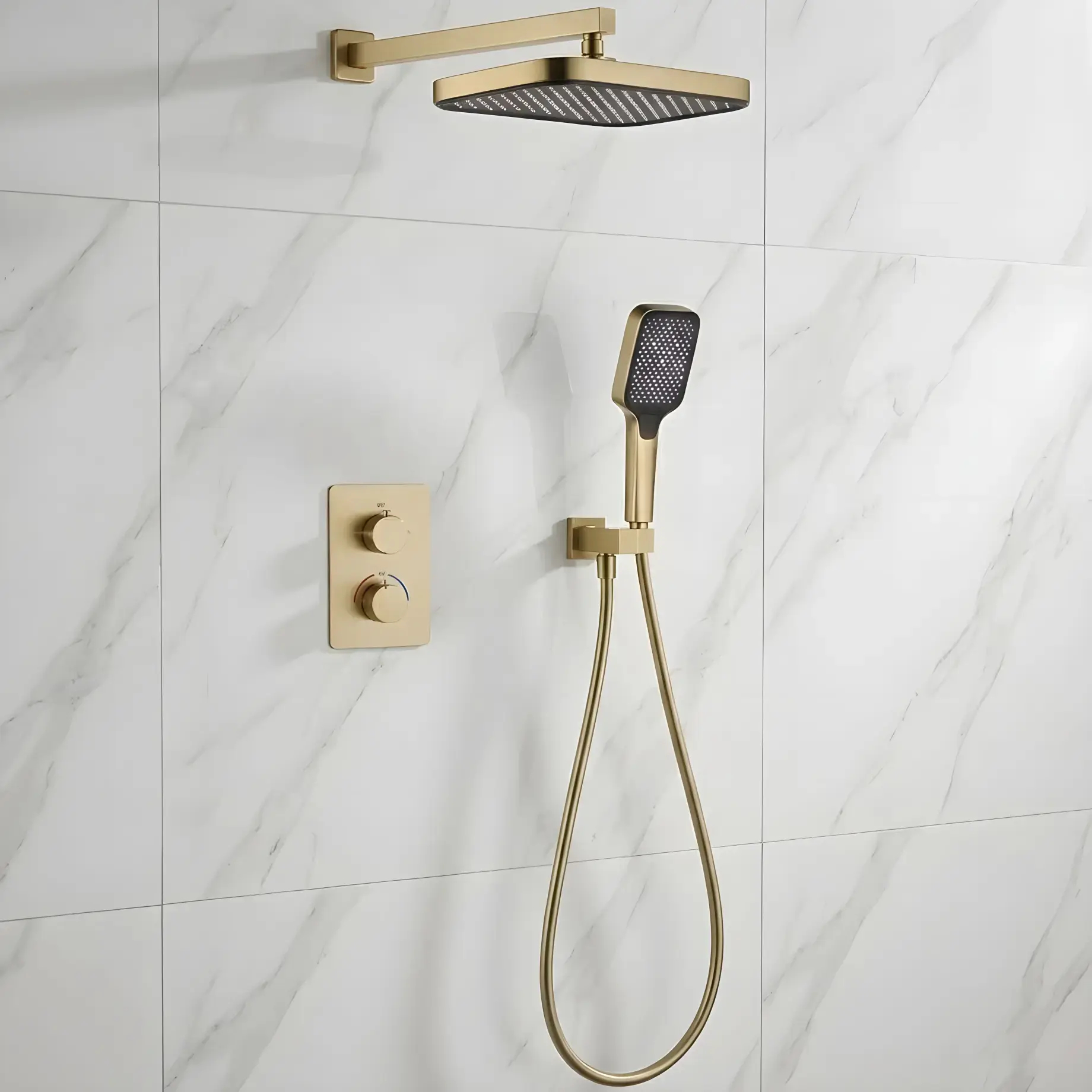 Комплект душової системи Flow Devit D117125011221BG Brushed Gold — вид спереду