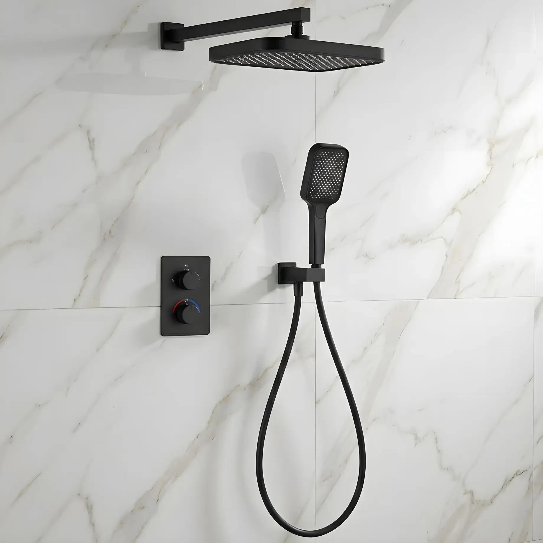 Комплект душової системи Flow Devit D117125011221BM Matt Black — вид спереду