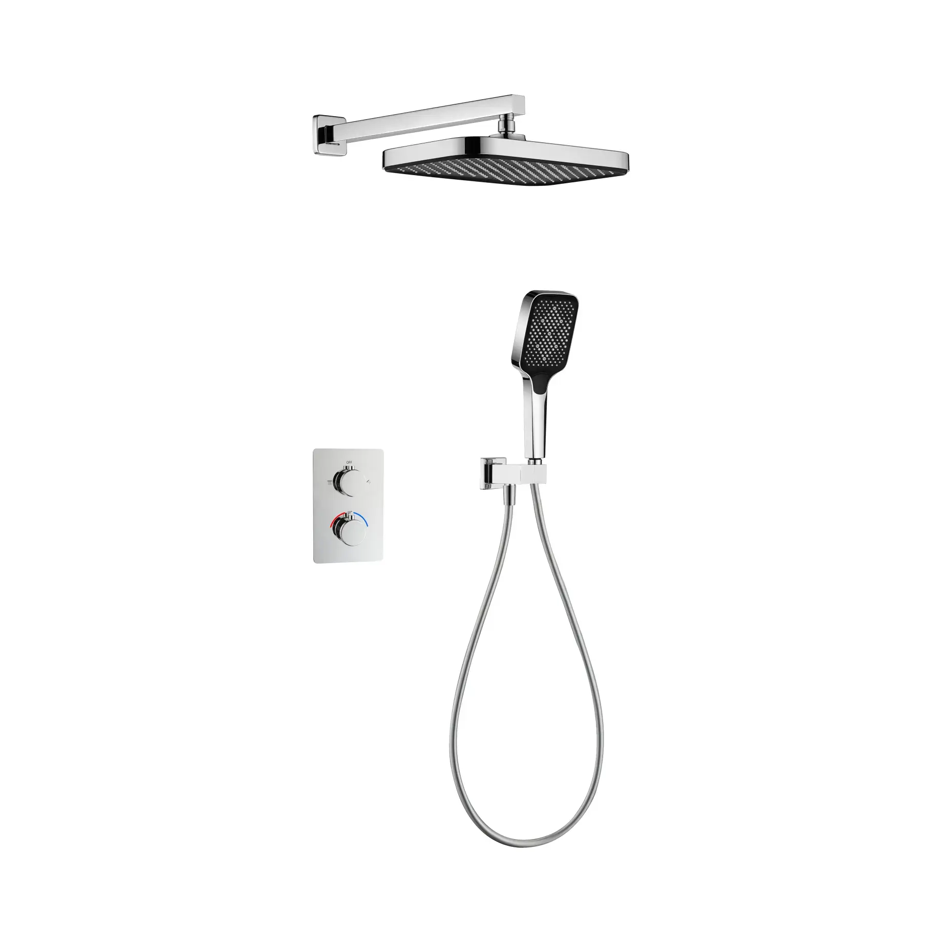Комплект душової системи Flow Devit D117125011221C Chrome 25 х 25 см — вид на білому тлі