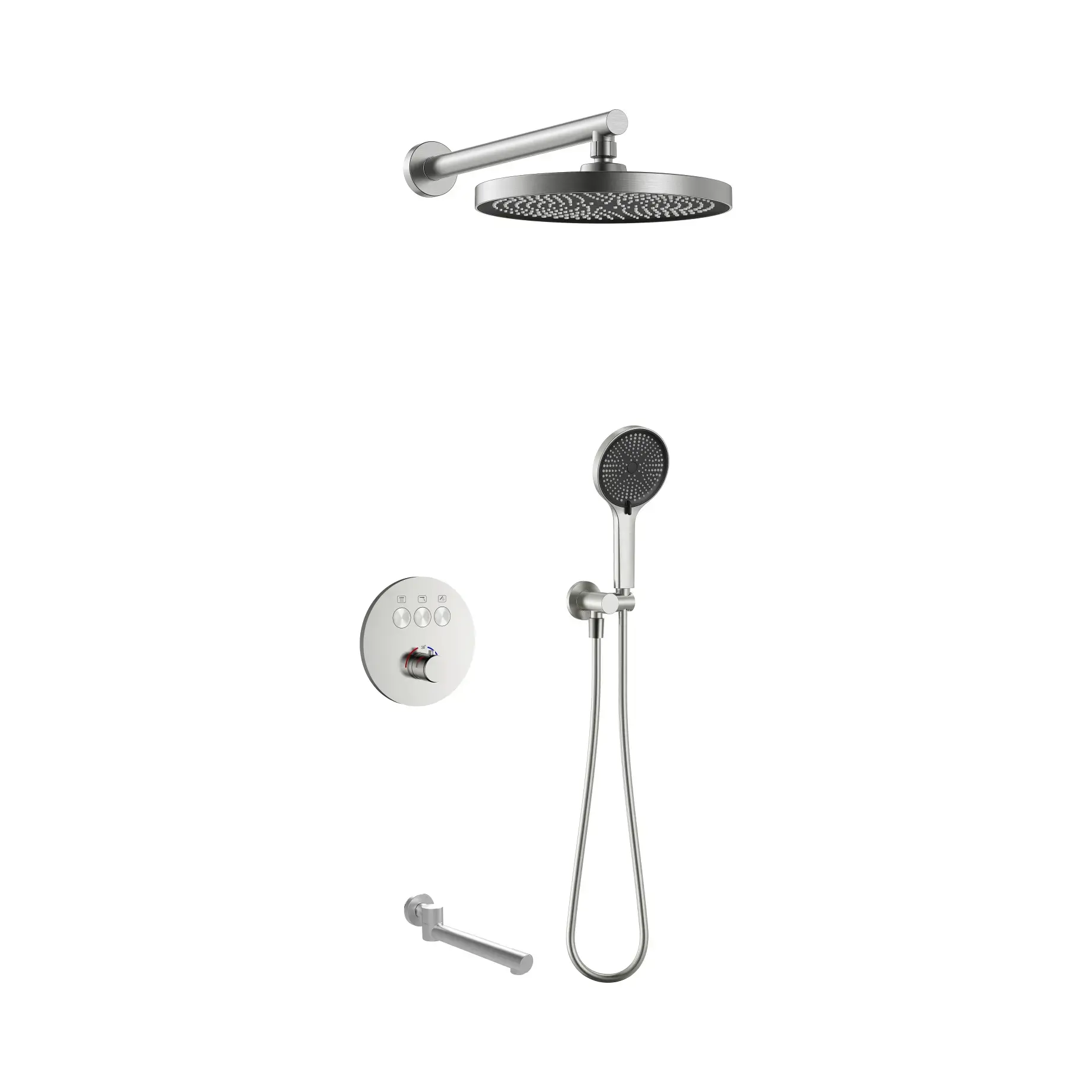 Комплект душової системи Flow Devit D117134011211BN Brushed Nickel Ø25 см — вид на білому тлі