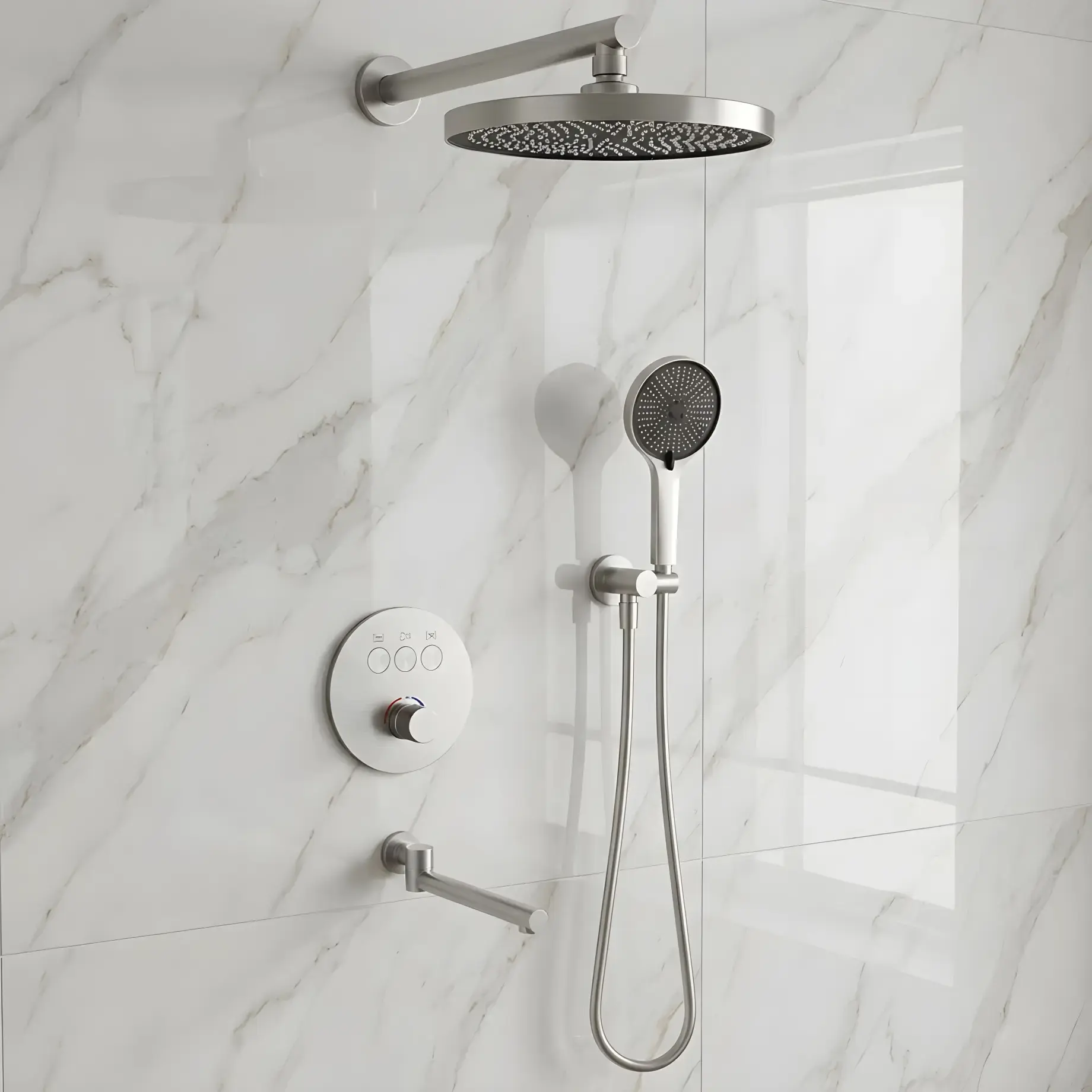 Комплект душової системи Flow Devit D117134011211BN Brushed Nickel — вид спереду