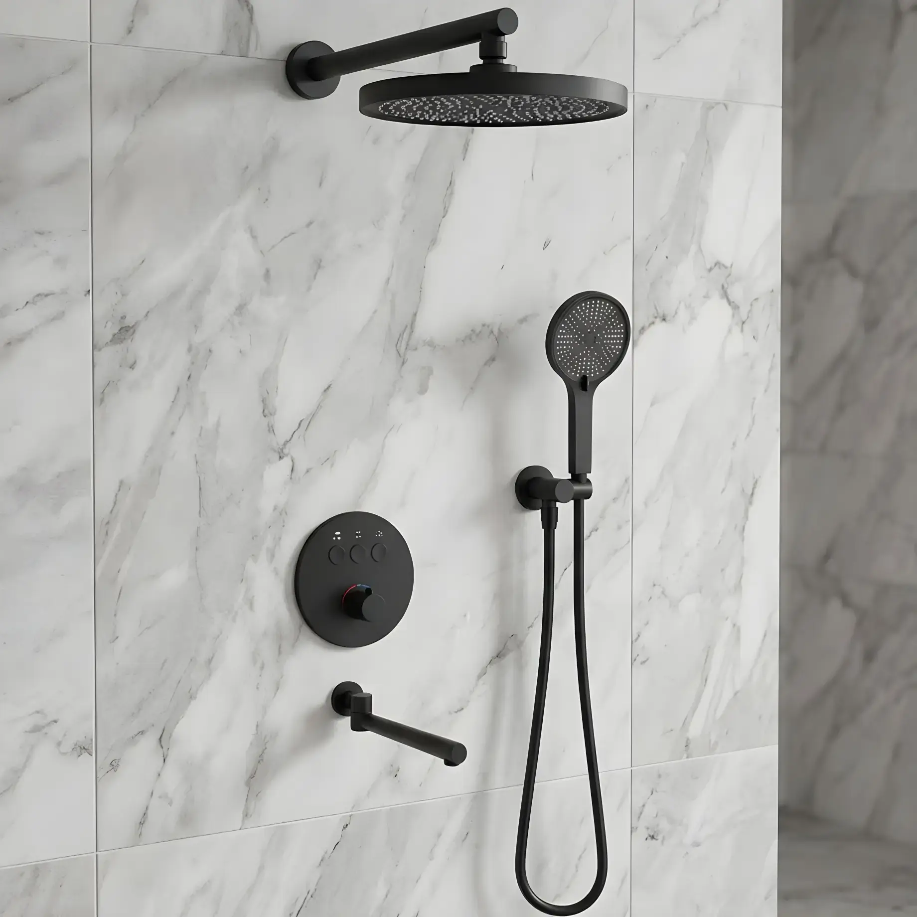 Комплект душової системи Flow Devit D117134011211MB Matt Black — вид спереду
