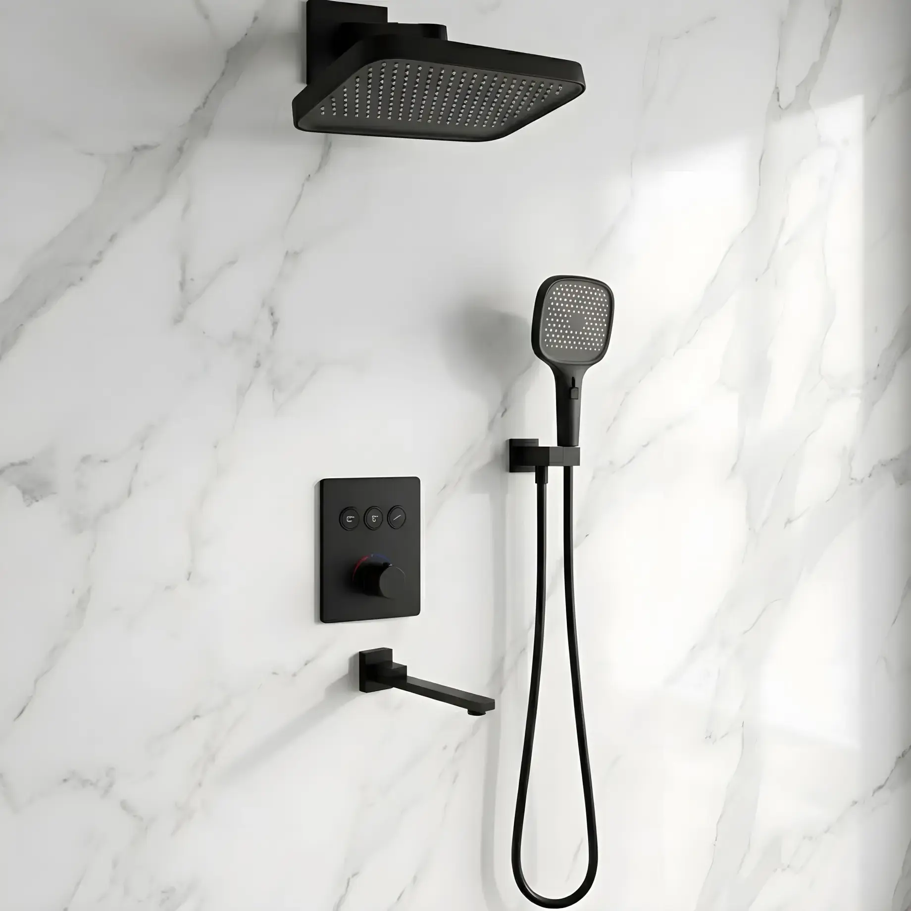 Комплект душової системи Flow Devit D117134011221BM Matt Black — вид спереду