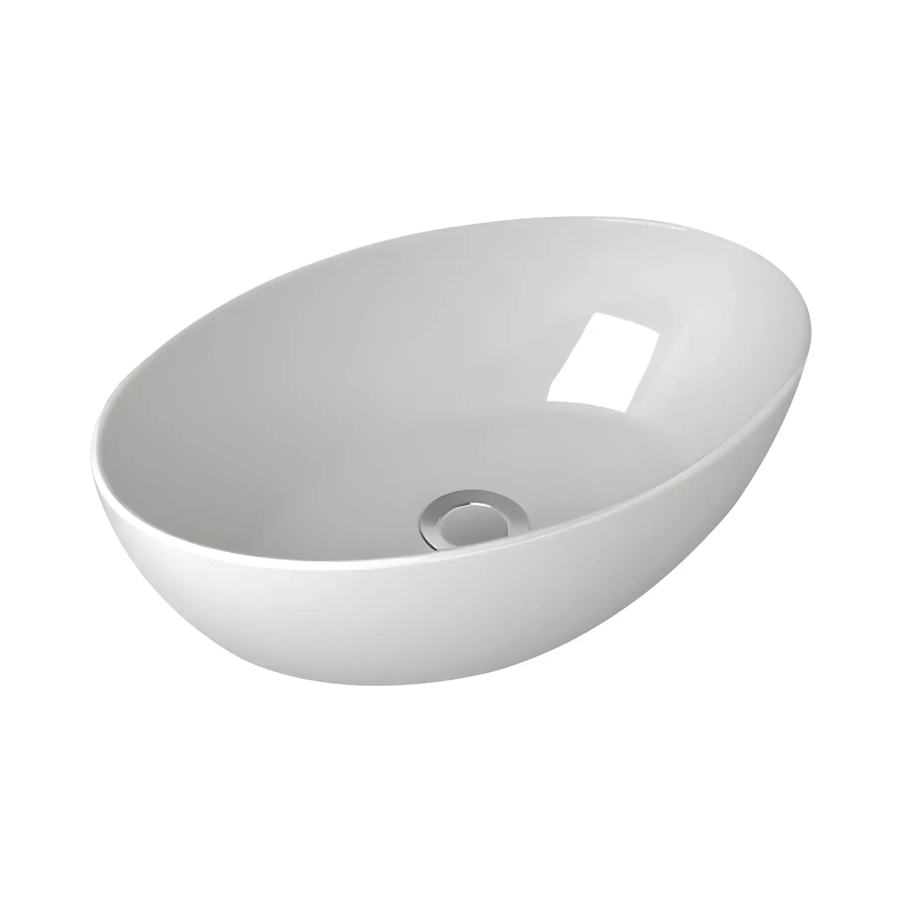 Умивальник тонкостінний Ovale Devit 1513136 Glossy White 45 х 30 см — вид на білому тлі