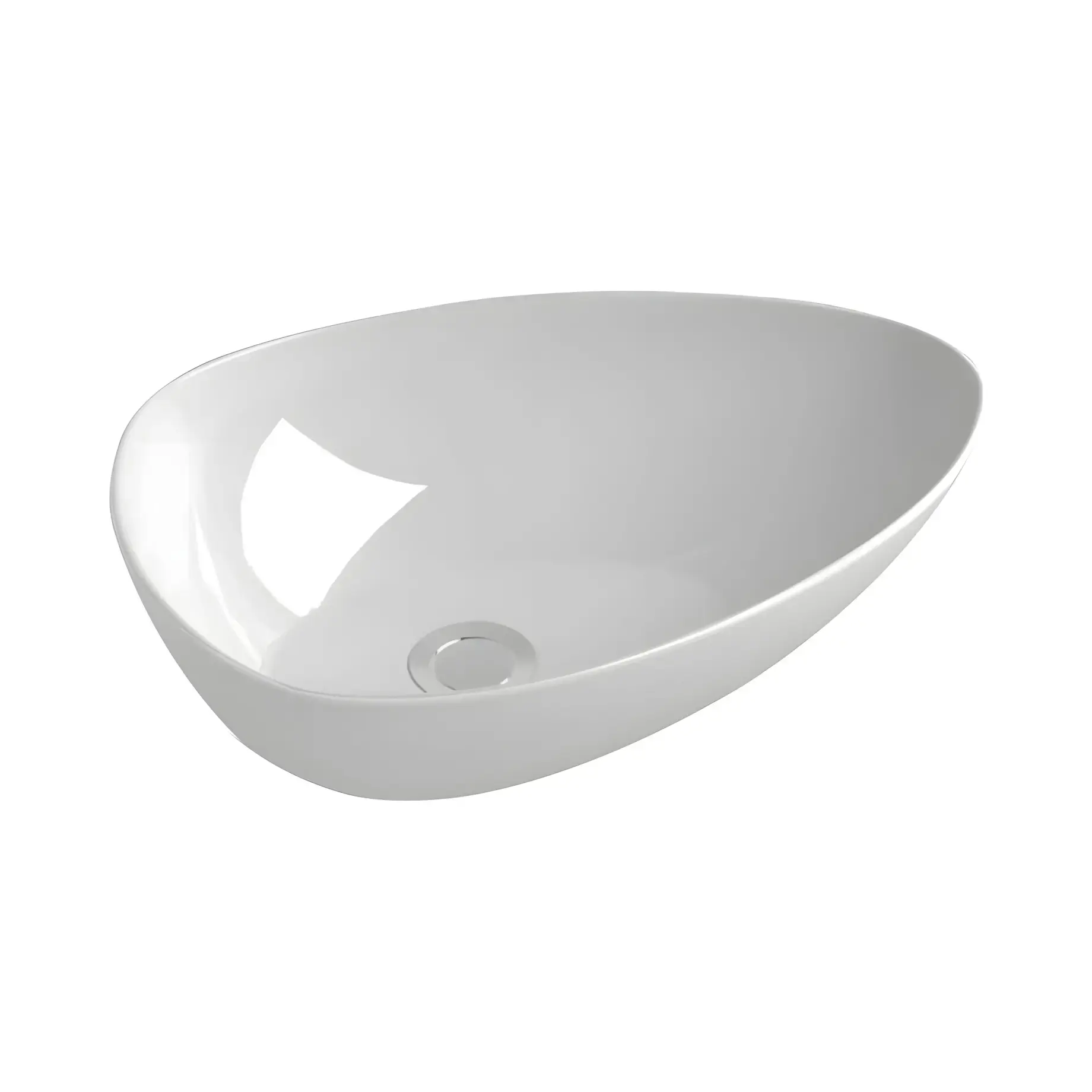 Умивальник тонкостінний Ovale Devit 1514136 Glossy White 34.2 х 46.7 см — вид на білому тлі