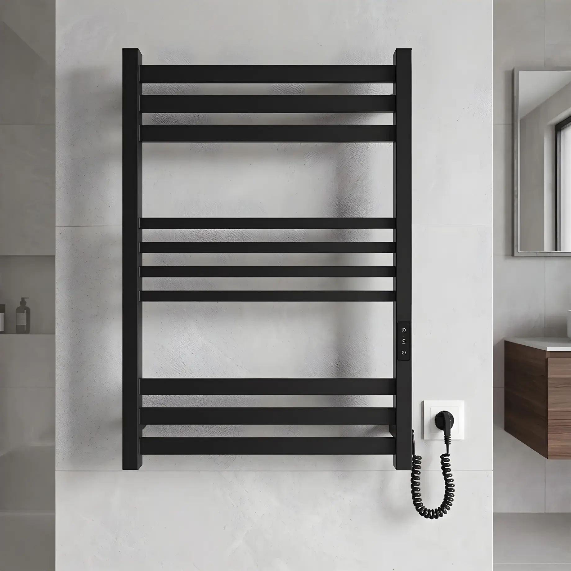 Сушка для рушників електрична Ancoro Devit DAN077053000B Matt Black 53 х 77 см — вид спереду