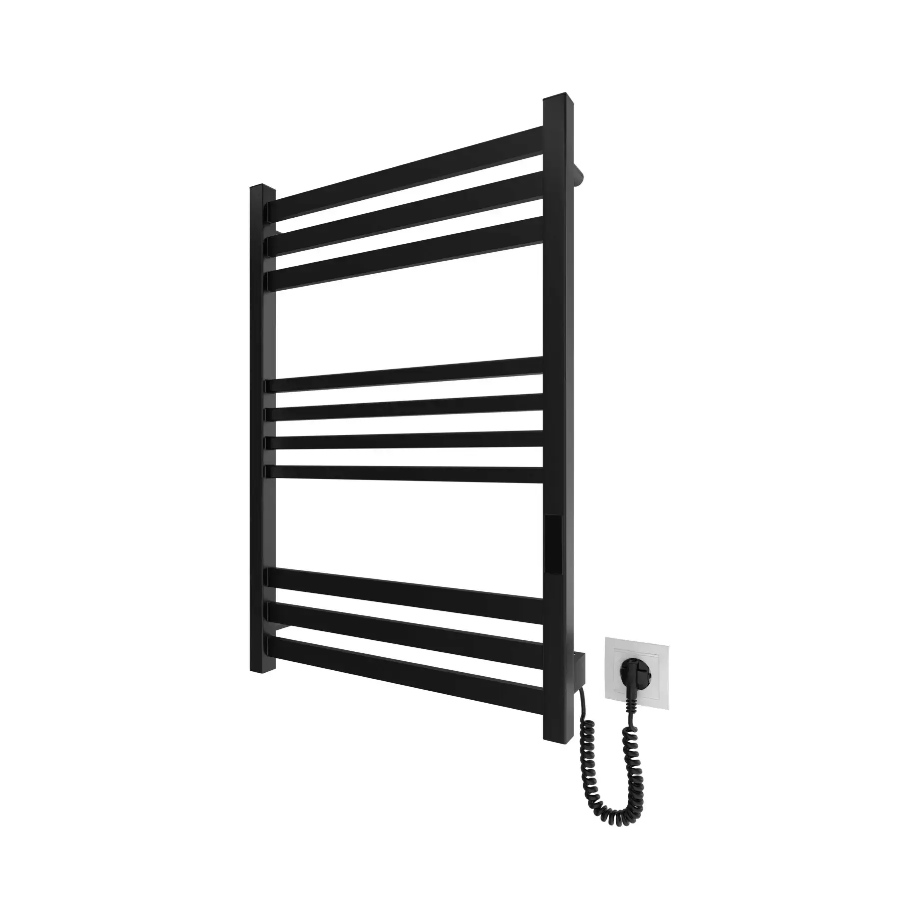 Сушка для рушників електрична Ancoro Devit DAN077053000B Matt Black 53 х 77 см — вид на білому тлі