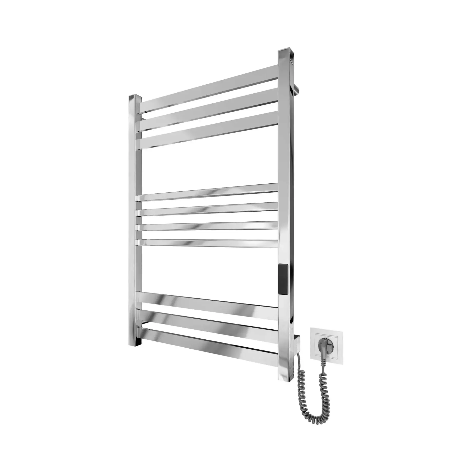 Сушка для рушників електрична Ancoro Devit DAN077053000C Polished Steel 53 х 77 см — вид на білому тлі