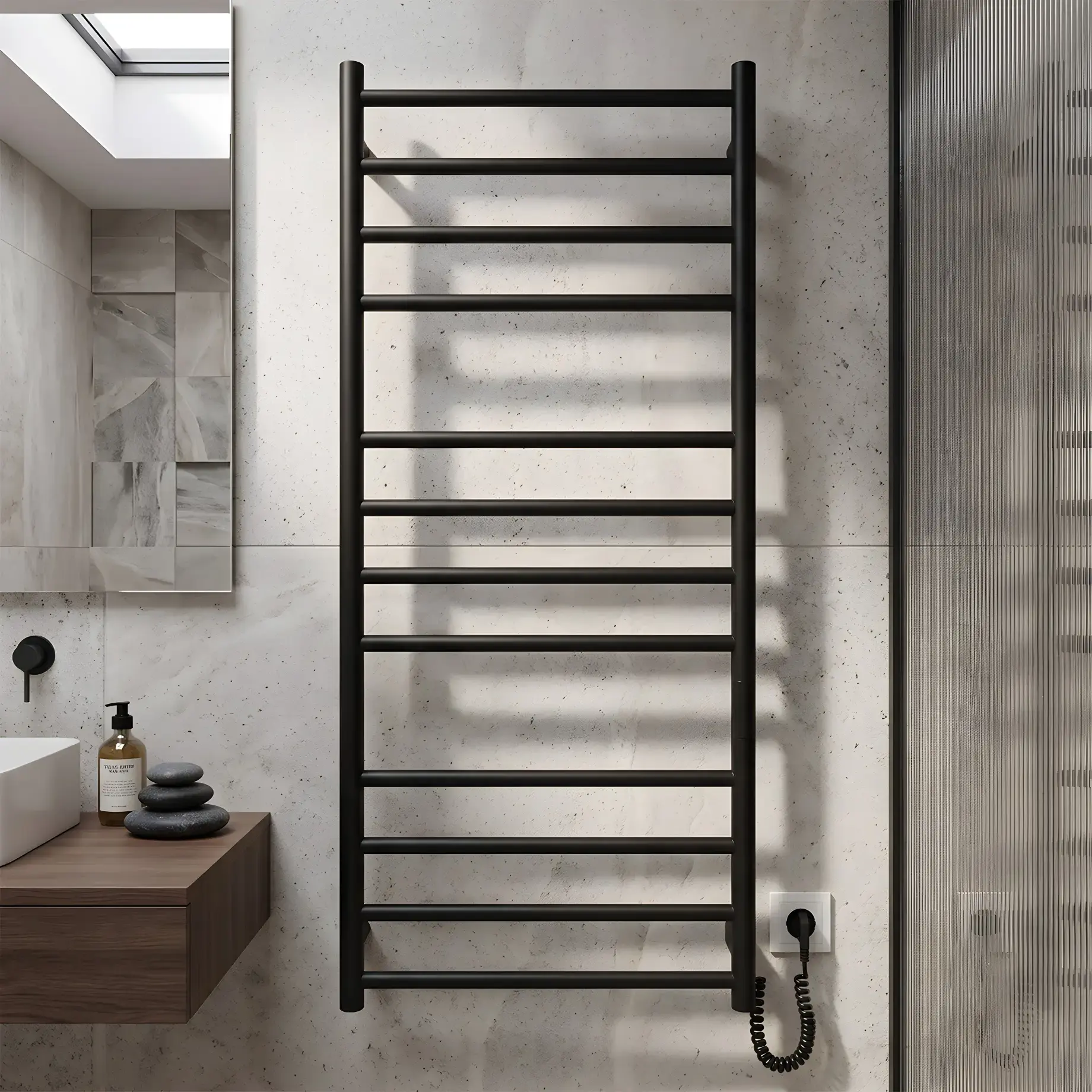 Сушка для рушників електрична Primo Виробник DPR117053000B Matt Black 53 х 117 см — вид спереду