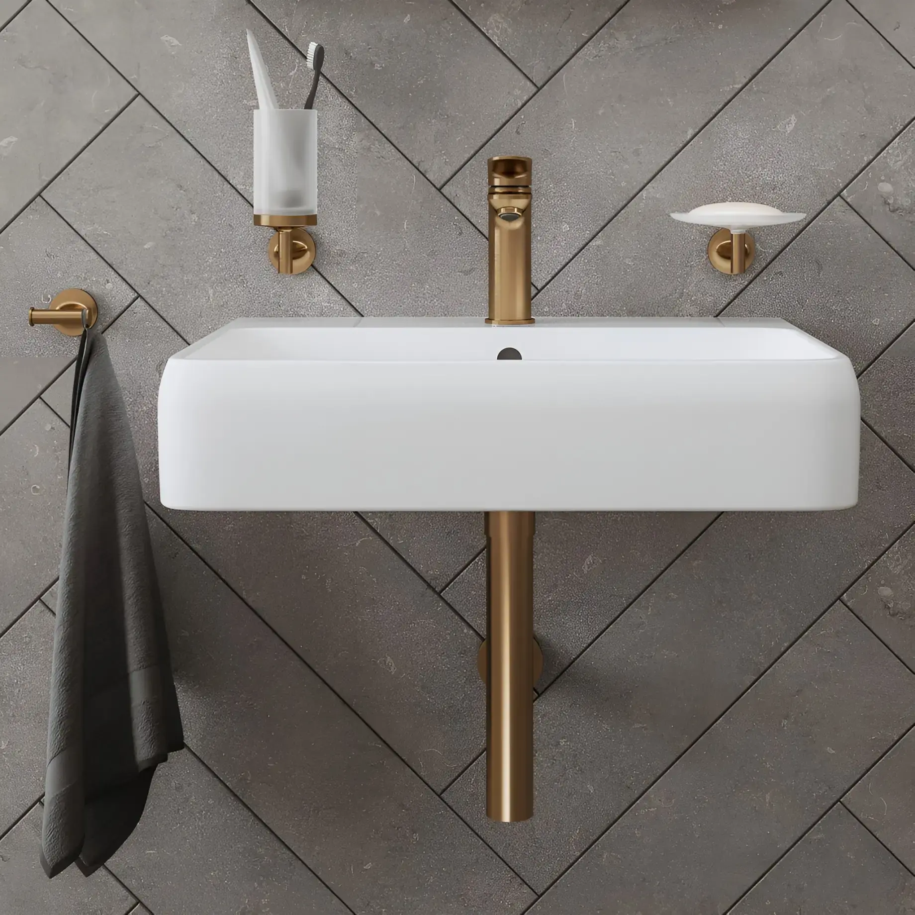 Гачок подвійний Starck T Виробник 0099300400 Brushed Bronze — вид ззаду